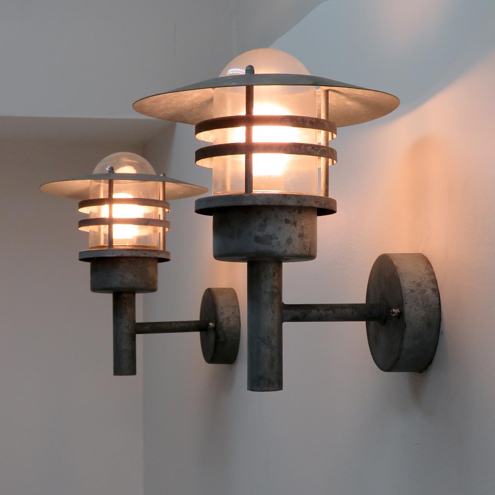 Galvanized Pair of Danish Outdoor Wall Lights by Nordlux