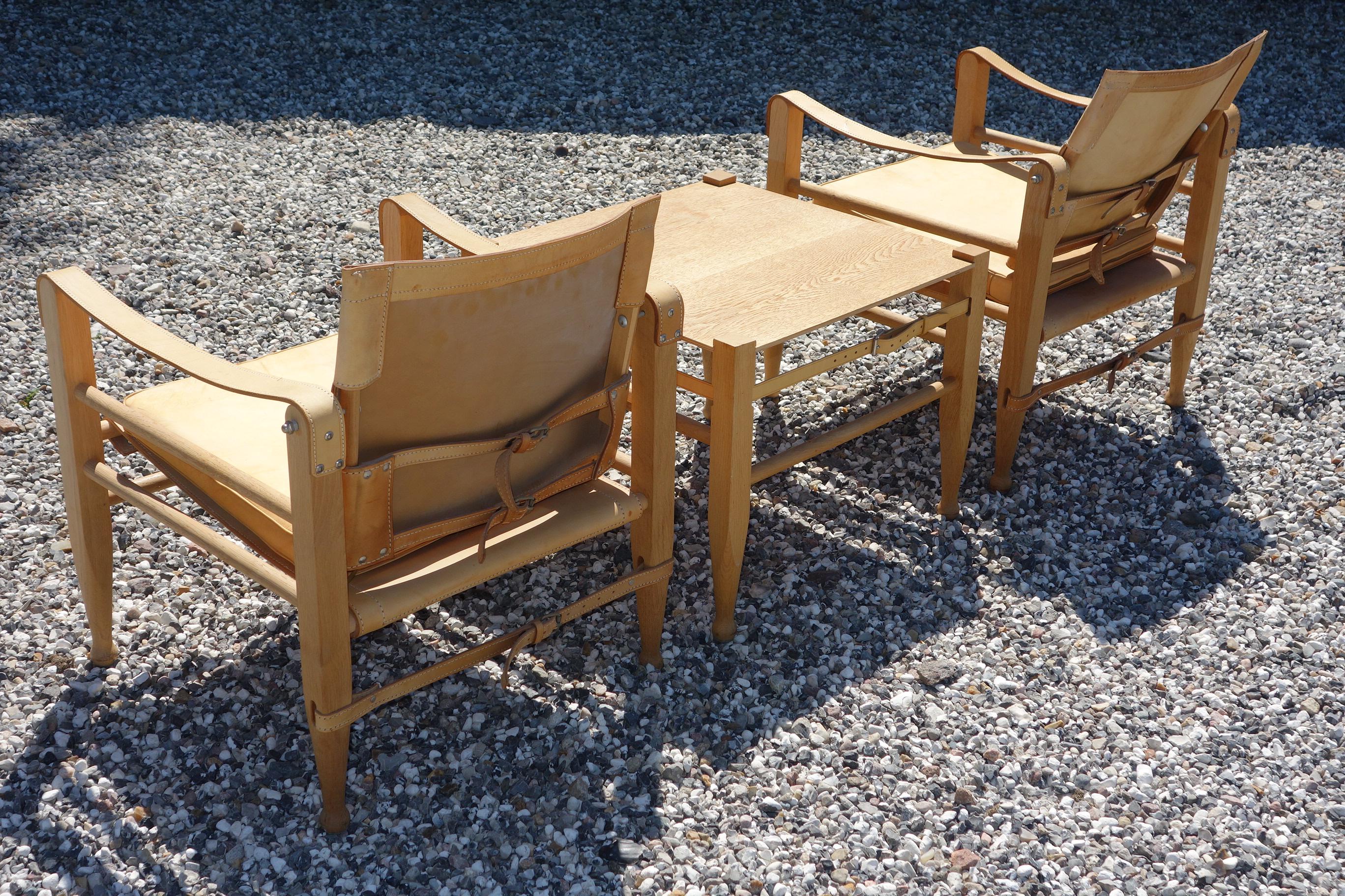 Pair of Danish Oxhide Safari Chairs Kaare Klint Style from 1970 For Sale 5
