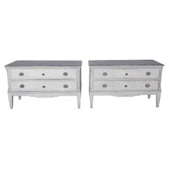 Pair of Danish Painted Chests of Drawers in Grey, circa Late 19th Century