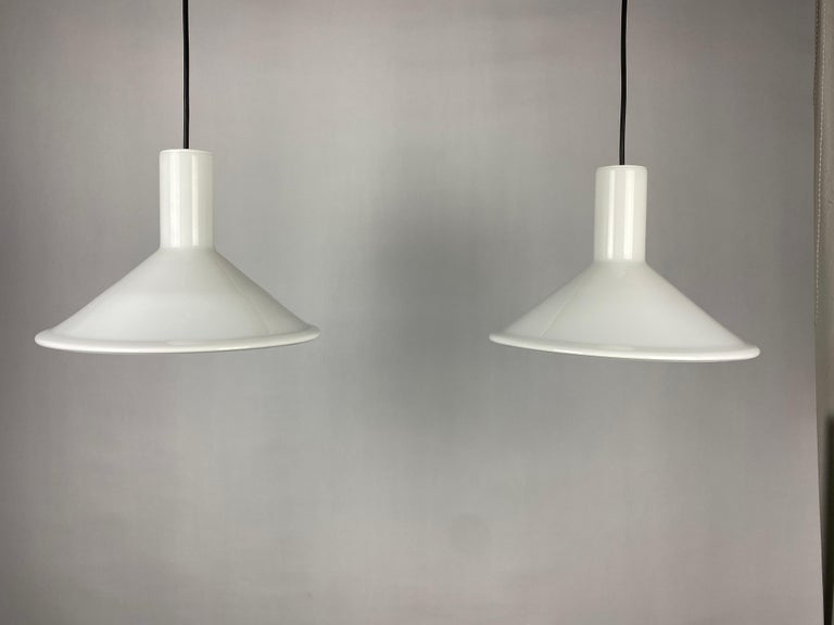 Pair of Danish pendant lights Model P and T by Michael Bang for Holmegaard  1970 For Sale at 1stDibs