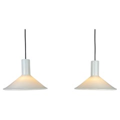 Pair of Danish pendant lights Model P & T by Michael Bang for Holmegaard 1970