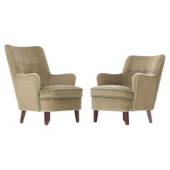 Pareja de sillones daneses Peter Hvidt Atribuidos Mohair verde