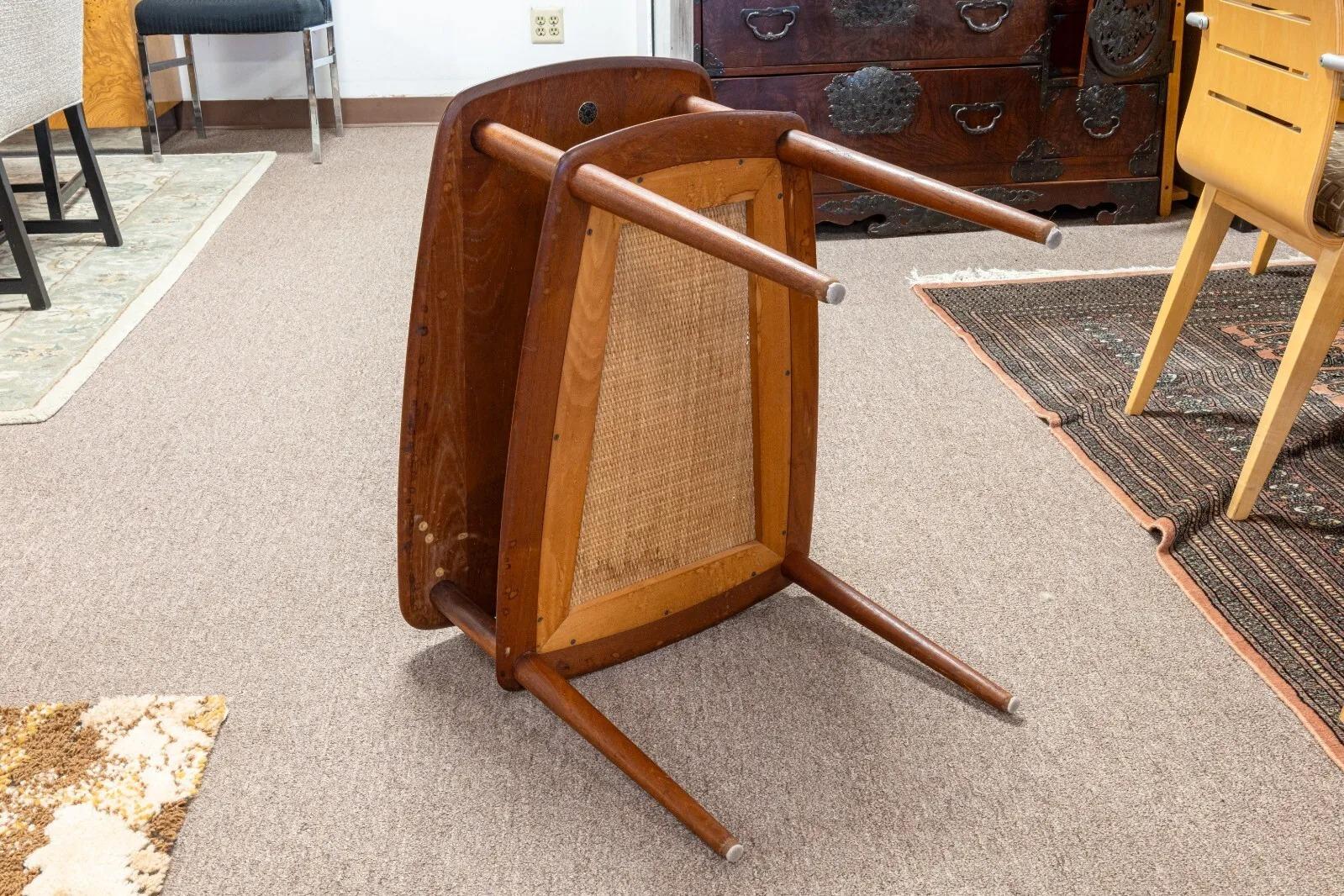 Pair of Danish Peter Hvidt for John Stuart Two Tier Cane Side End Tables For Sale 6