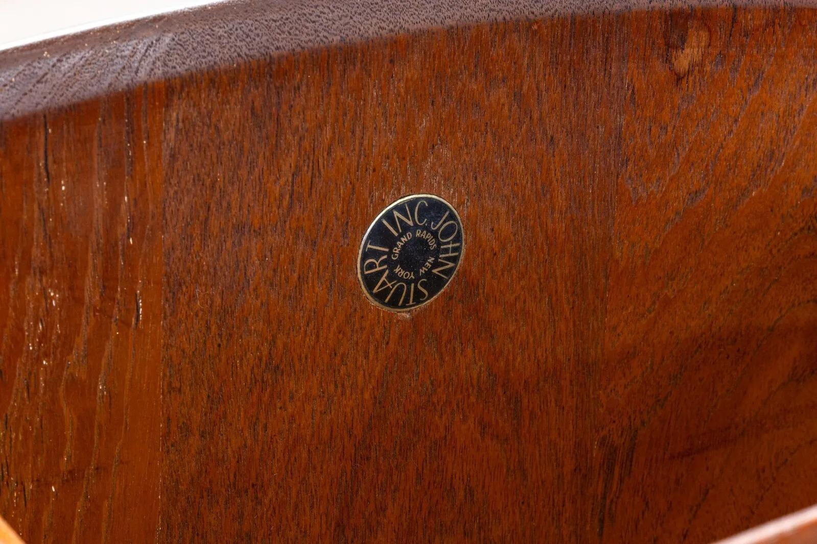 Pair of Danish Peter Hvidt for John Stuart Two Tier Cane Side End Tables 7