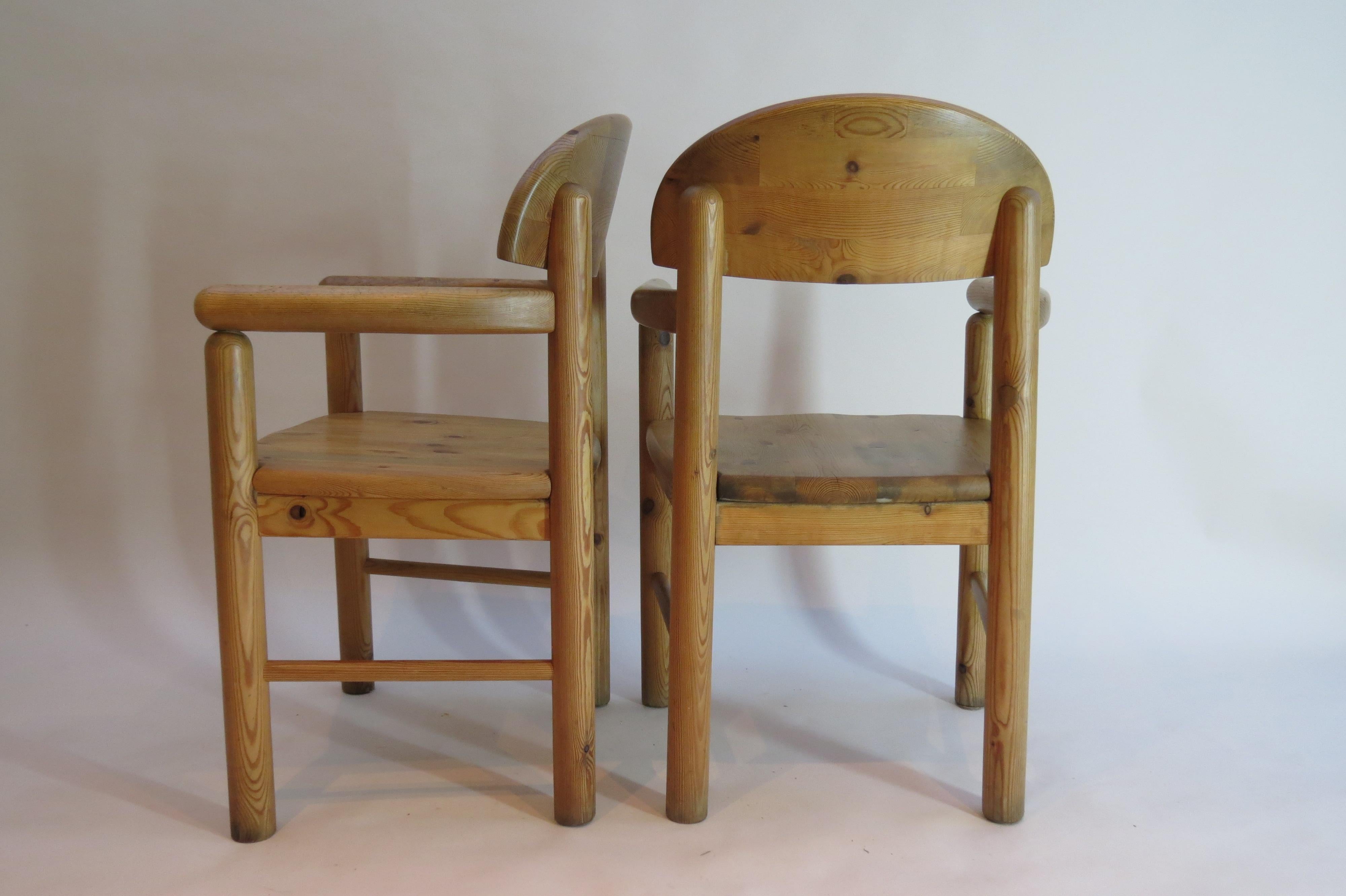 Machine-Made Pair of Danish Pine Carver Dining Chairs by Rainer Daumiller for Hirtshals 1970s