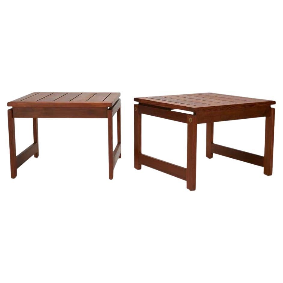 Pair of Danish pine end tables.