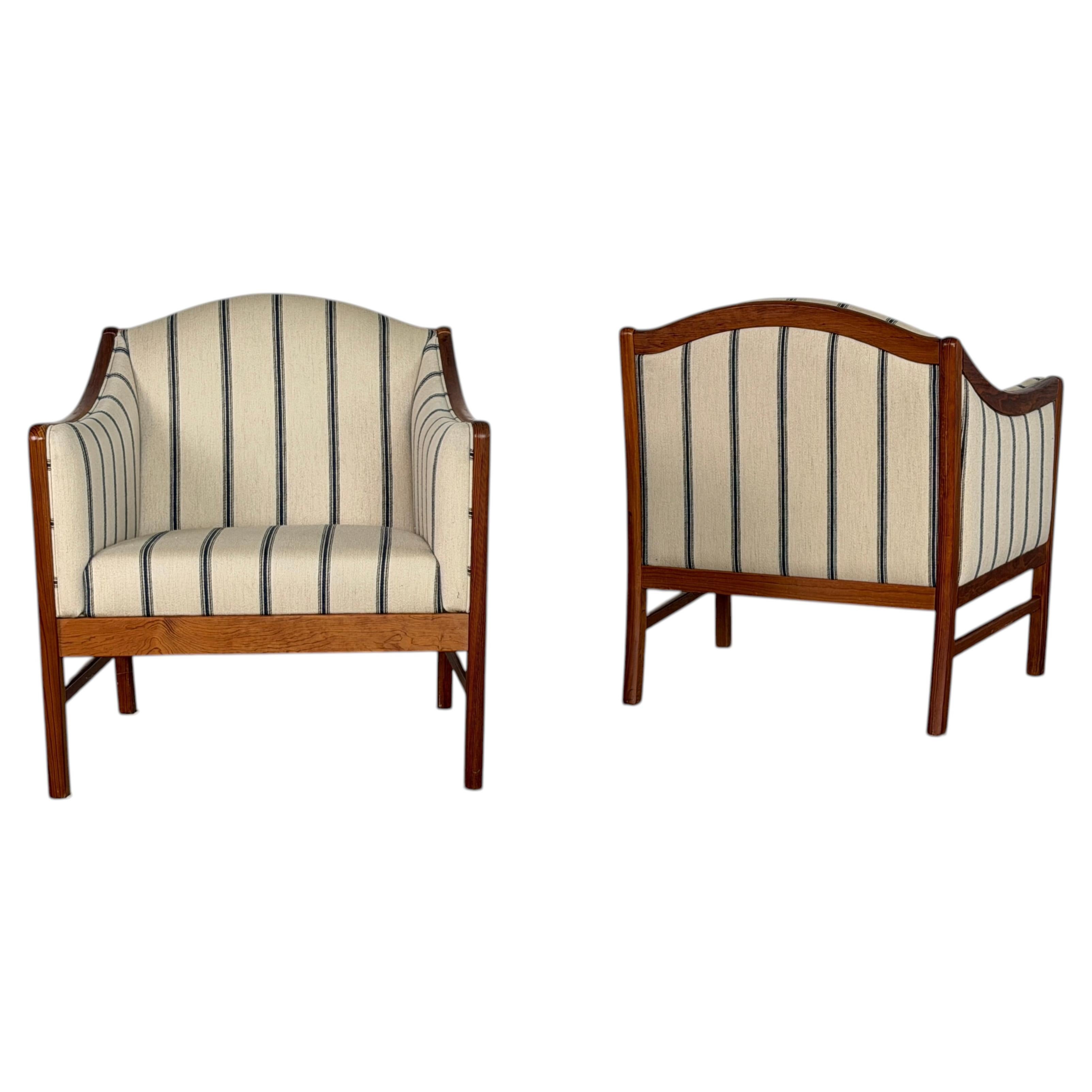 Pair of Danish Pine Lounge Chairs by Form 75, Galten, Denmark