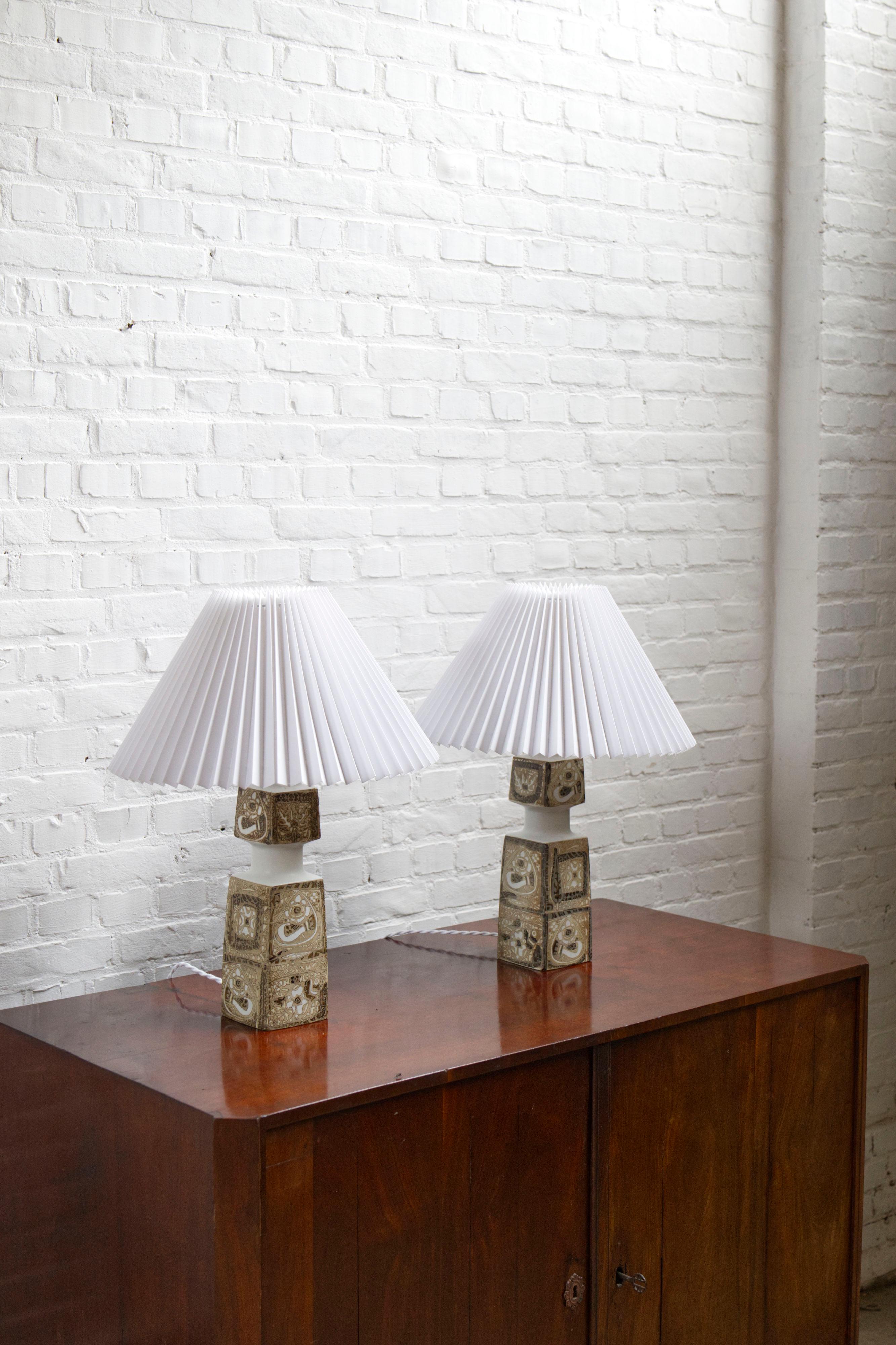 Danese Pair of Danish Porcelain Baca Table Lamps by Nils Thorsson for Royal Copenhagen in vendita