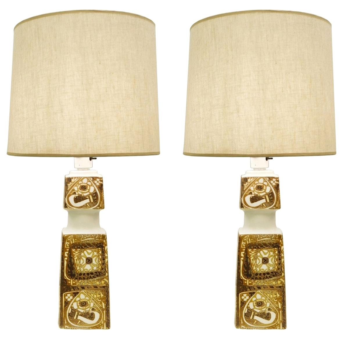 Pair of Danish Porcelain Baca Table Lamps by Nils Thorsson for Royal Copenhagen