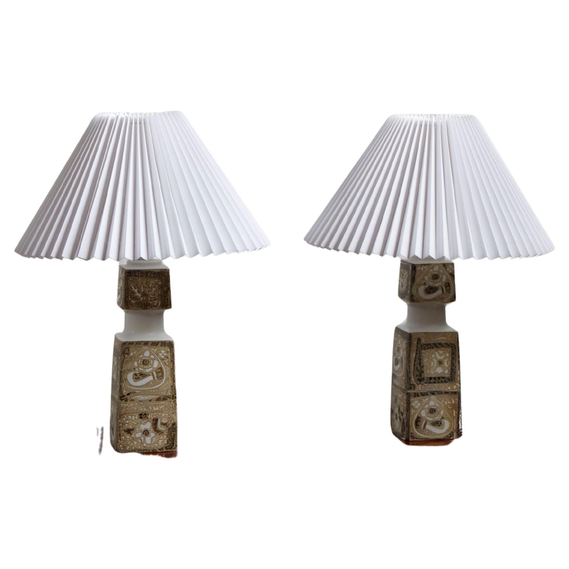 Pair of Danish Porcelain Baca Table Lamps by Nils Thorsson for Royal Copenhagen