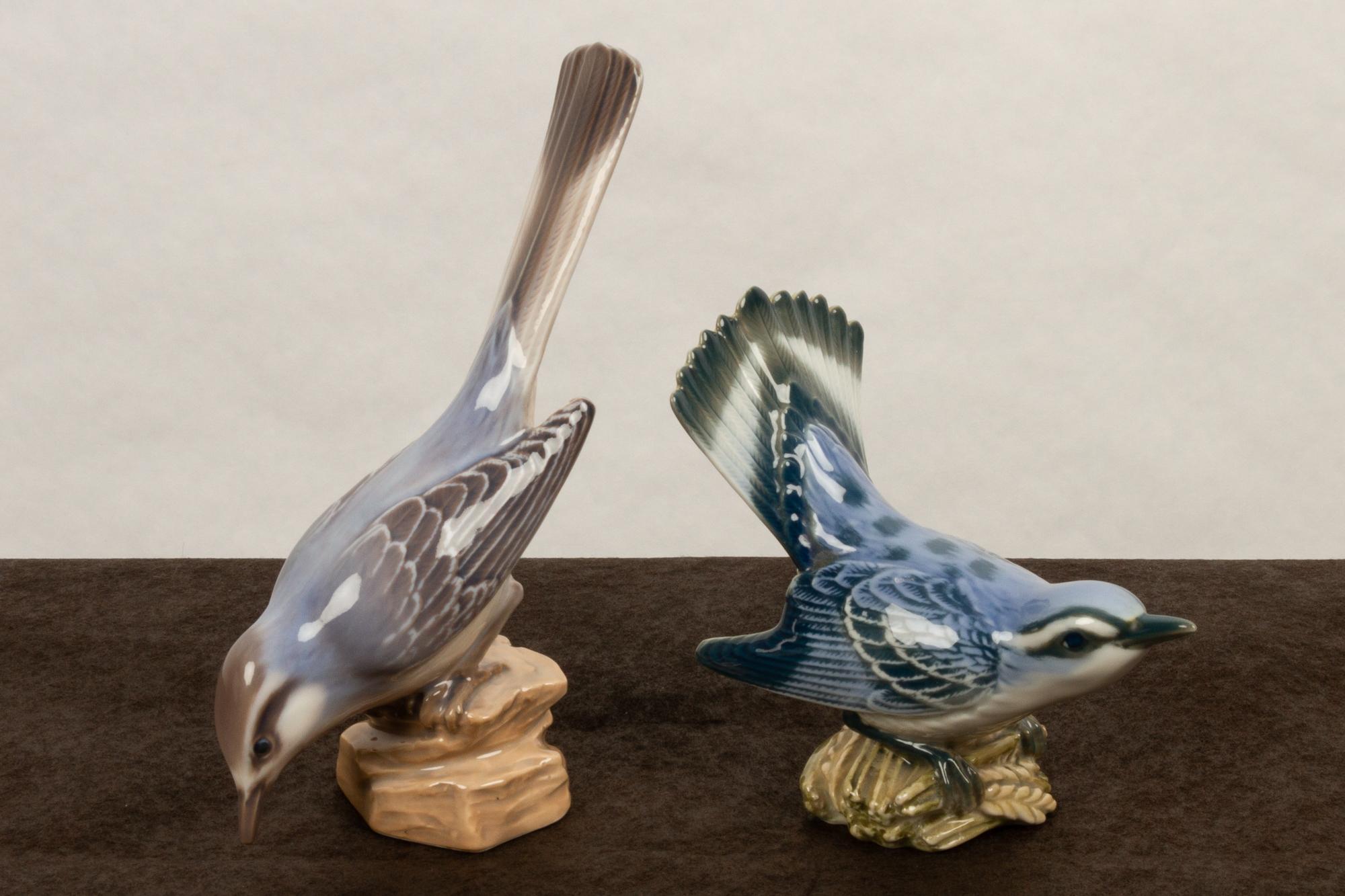 Art Nouveau Pair of Danish Porcelain Birds by Dahl Jensen, 1930s