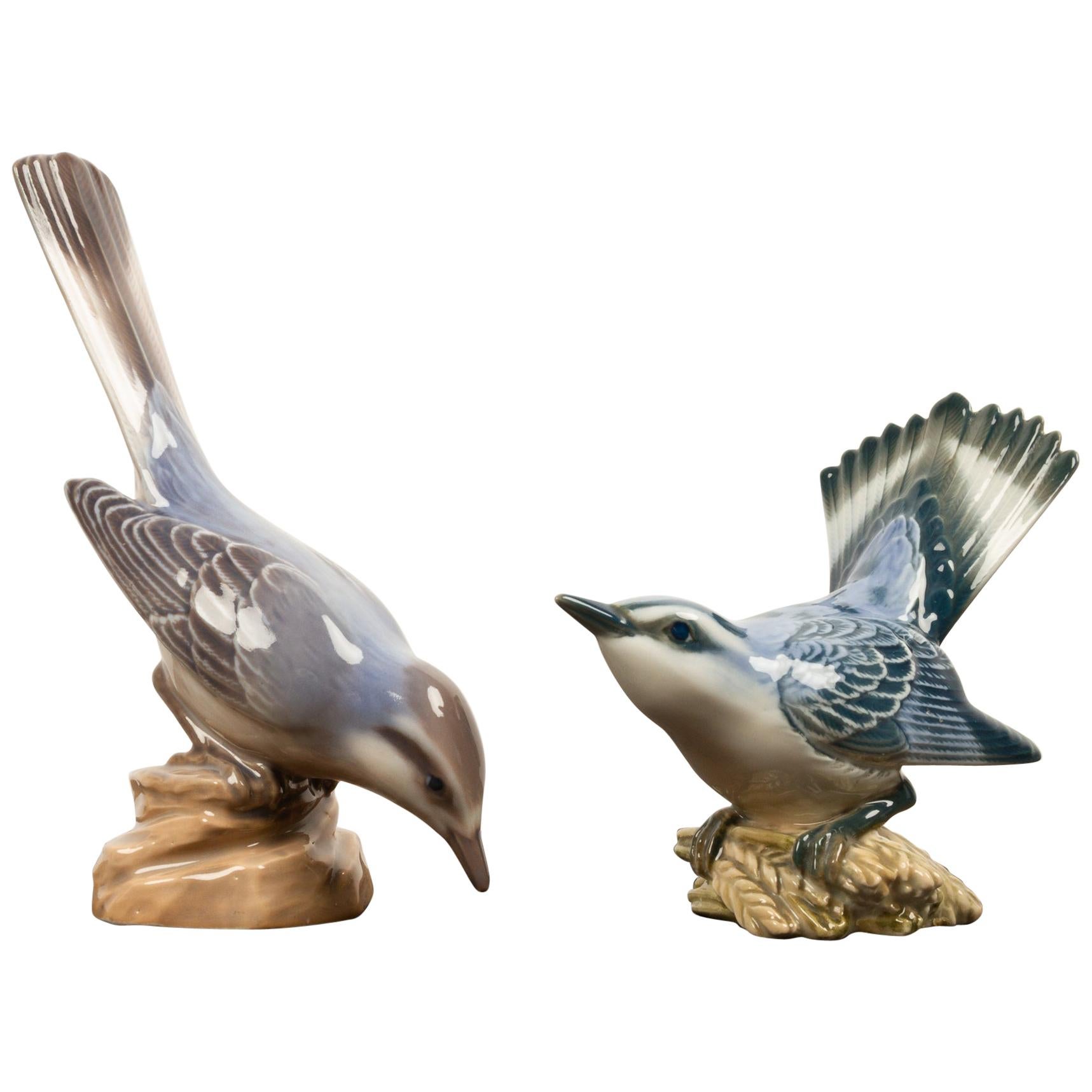 Pair of Danish Porcelain Birds by Dahl Jensen, 1930s