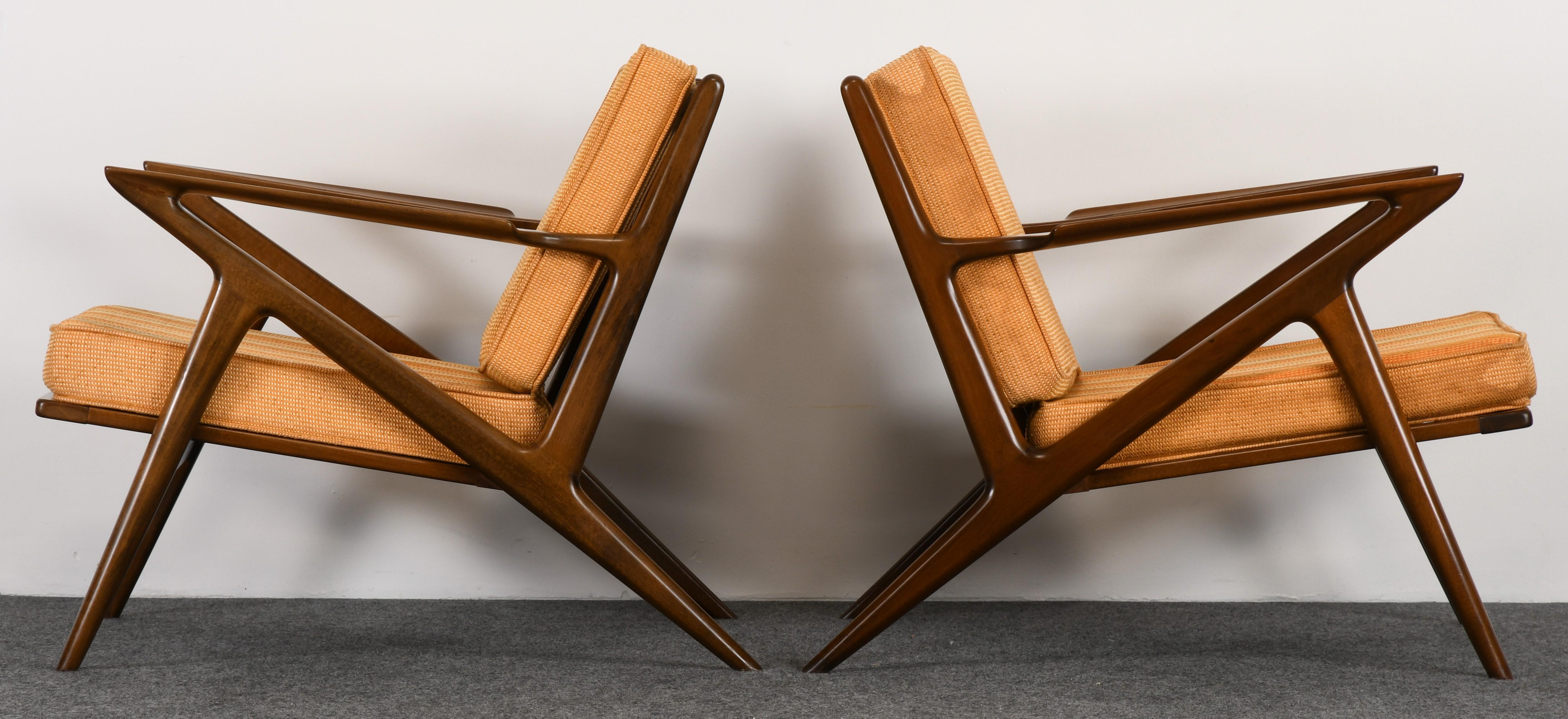 Pair of Danish Poul Jensen Z Lounge Chairs for Selig, 1960s 1