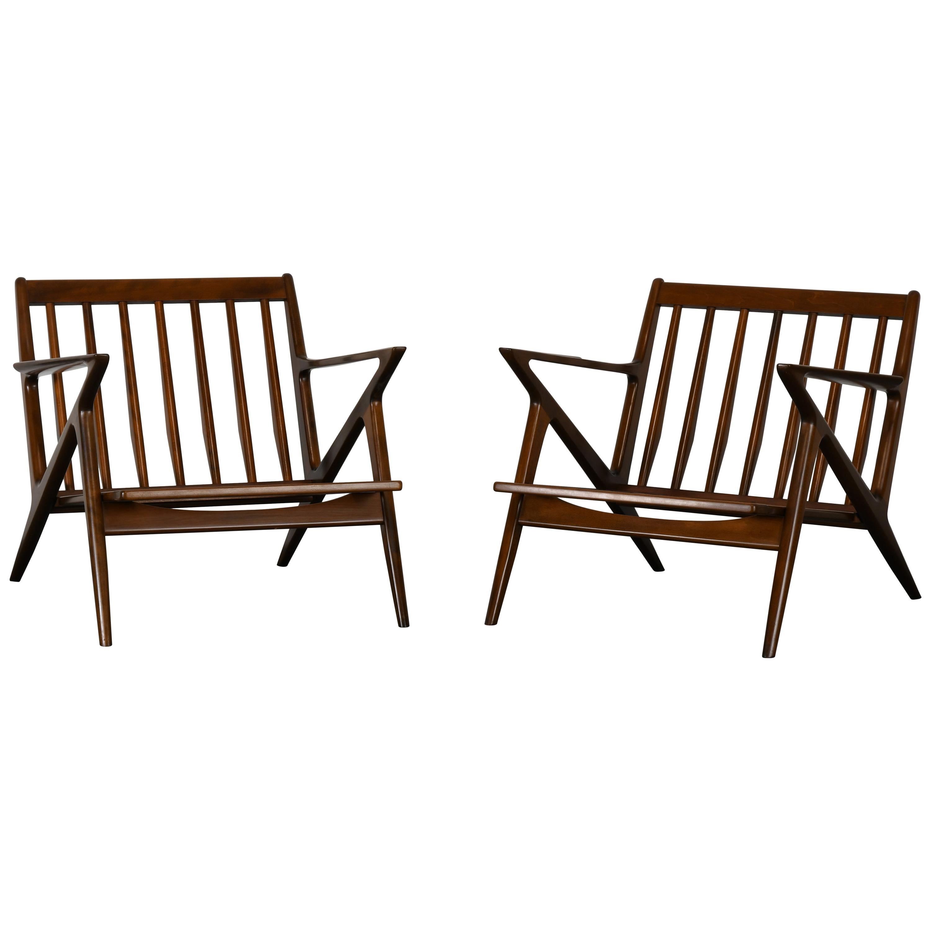 Pair of Danish Poul Jensen Z Lounge Chairs for Selig, 1960s