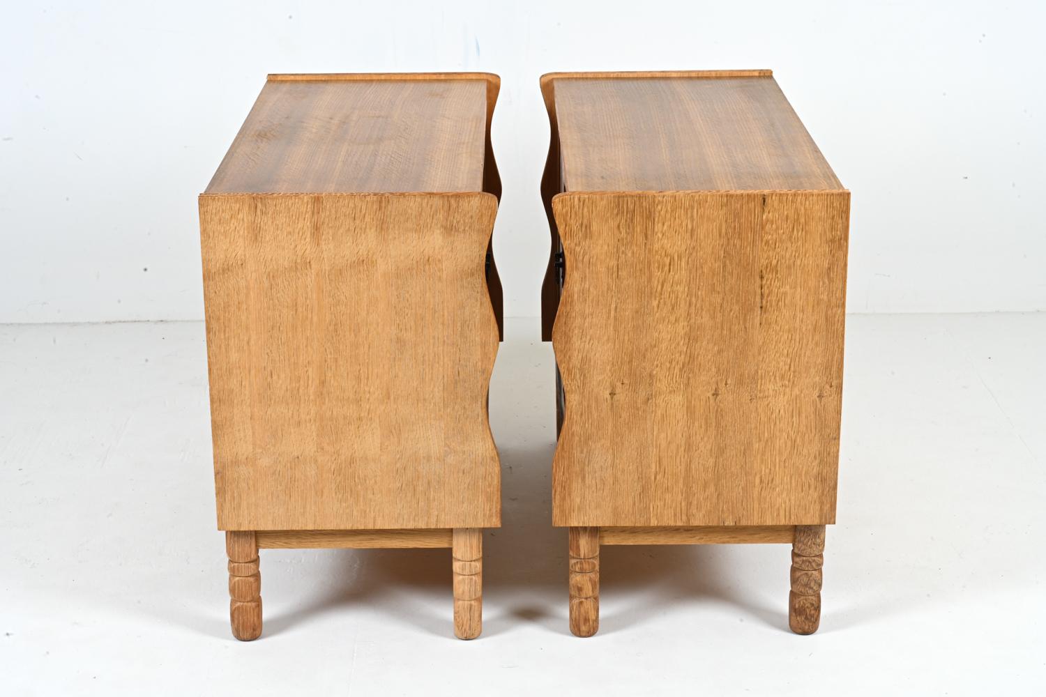 Pair of Danish Quarter-Sawn White Oak Cabinets Attr. to Henning Kjærnulf For Sale 7