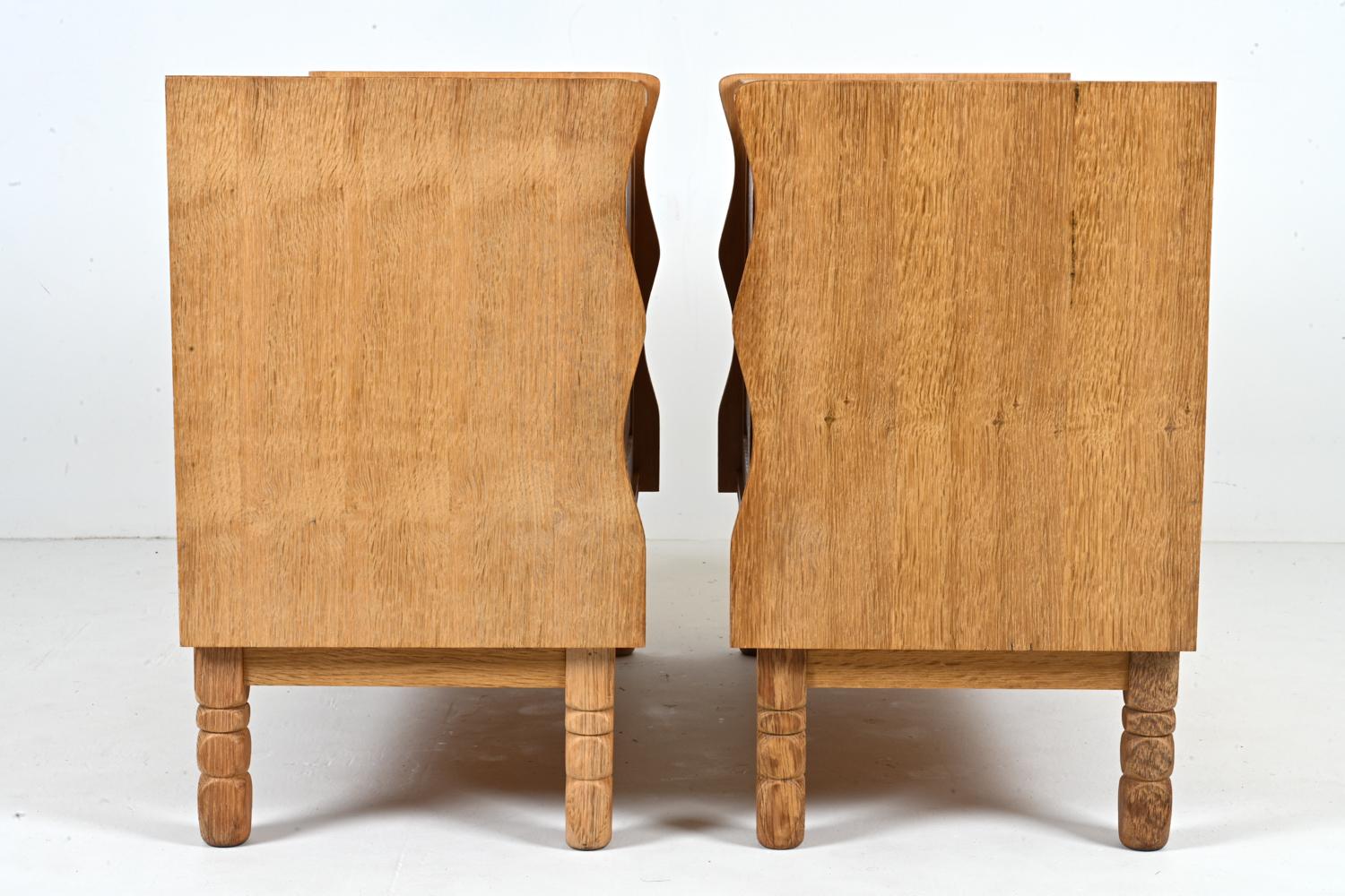 Pair of Danish Quarter-Sawn White Oak Cabinets Attr. to Henning Kjærnulf For Sale 8