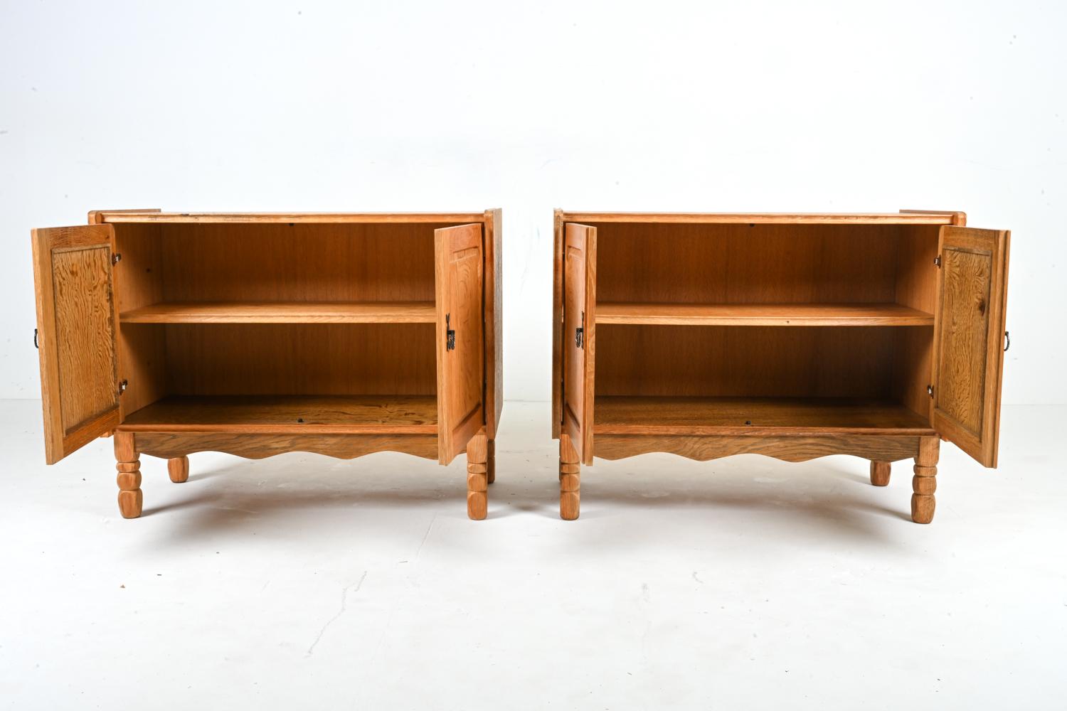 Pair of Danish Quarter-Sawn White Oak Cabinets Attr. to Henning Kjærnulf For Sale 10