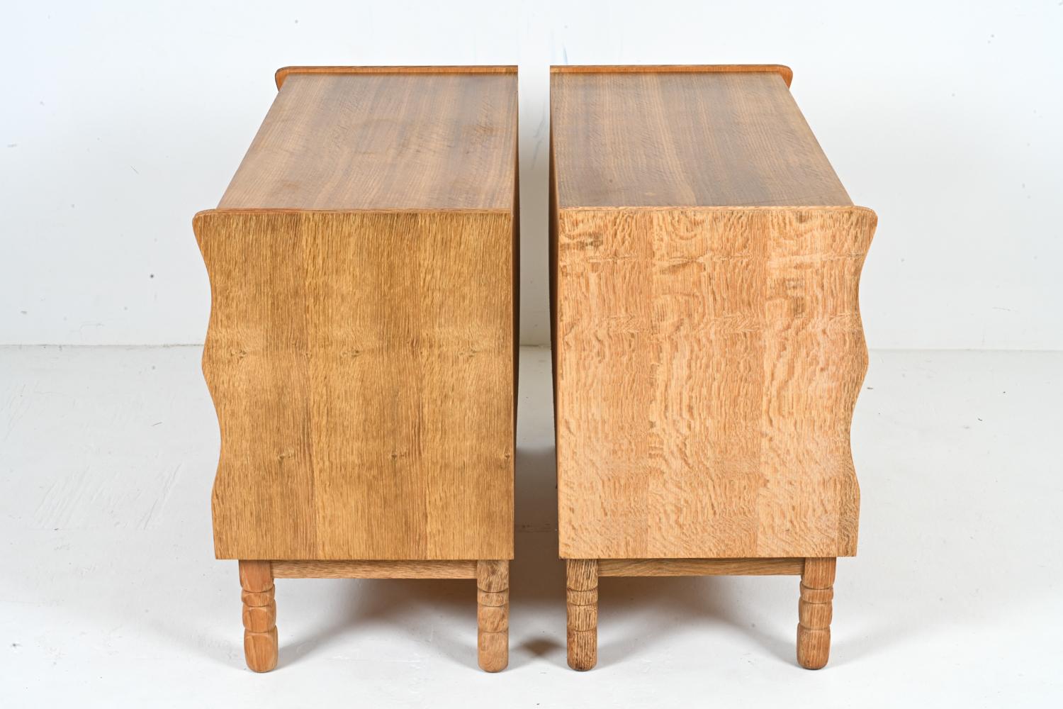 Pair of Danish Quarter-Sawn White Oak Cabinets Attr. to Henning Kjærnulf For Sale 3