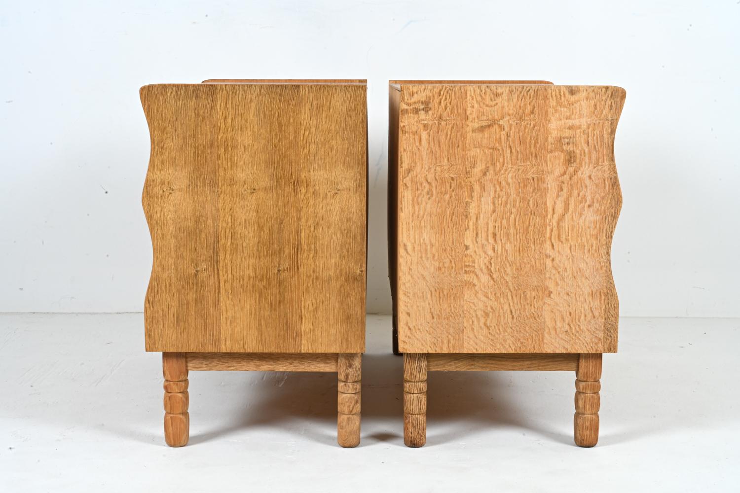 Pair of Danish Quarter-Sawn White Oak Cabinets Attr. to Henning Kjærnulf For Sale 4