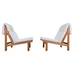 Paire de chaises longues danoises "Rag" en Oak Oak et Bouclé par Bernt Petersen, 1966