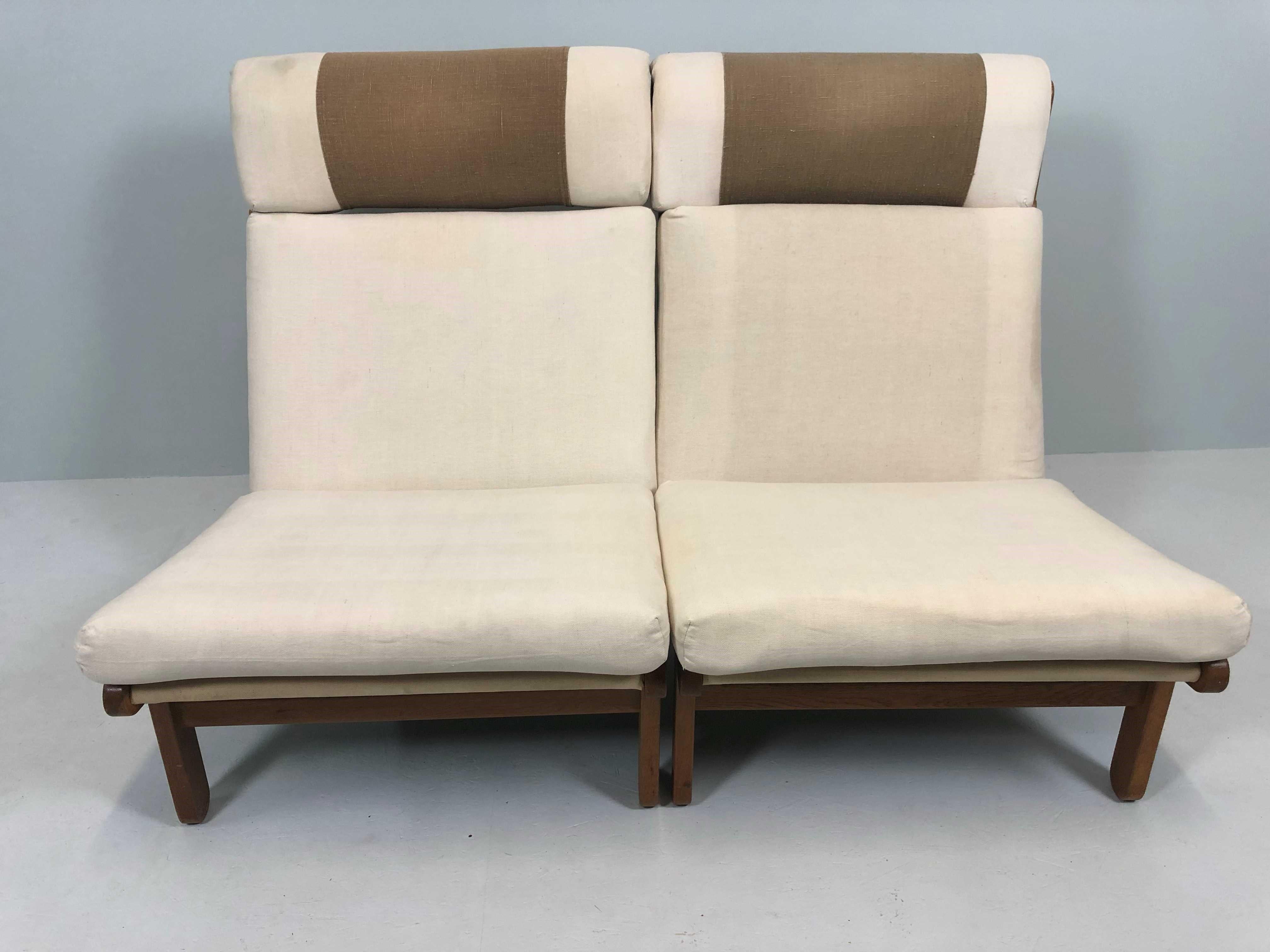 Mid-Century Modern Pair of Danish Rag Lounge Chairs in Oak by Bernt Petersen For Sale
