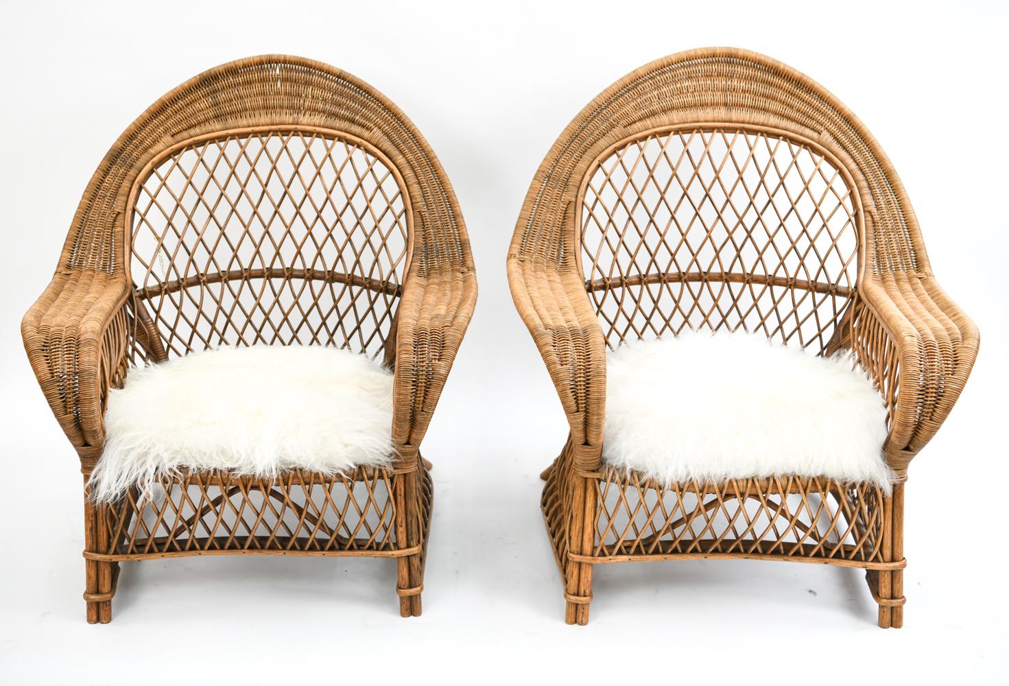 This is a fun pair of Danish rattan chairs, previously sold by well-renowned Danish furniture store, Anton Dam.