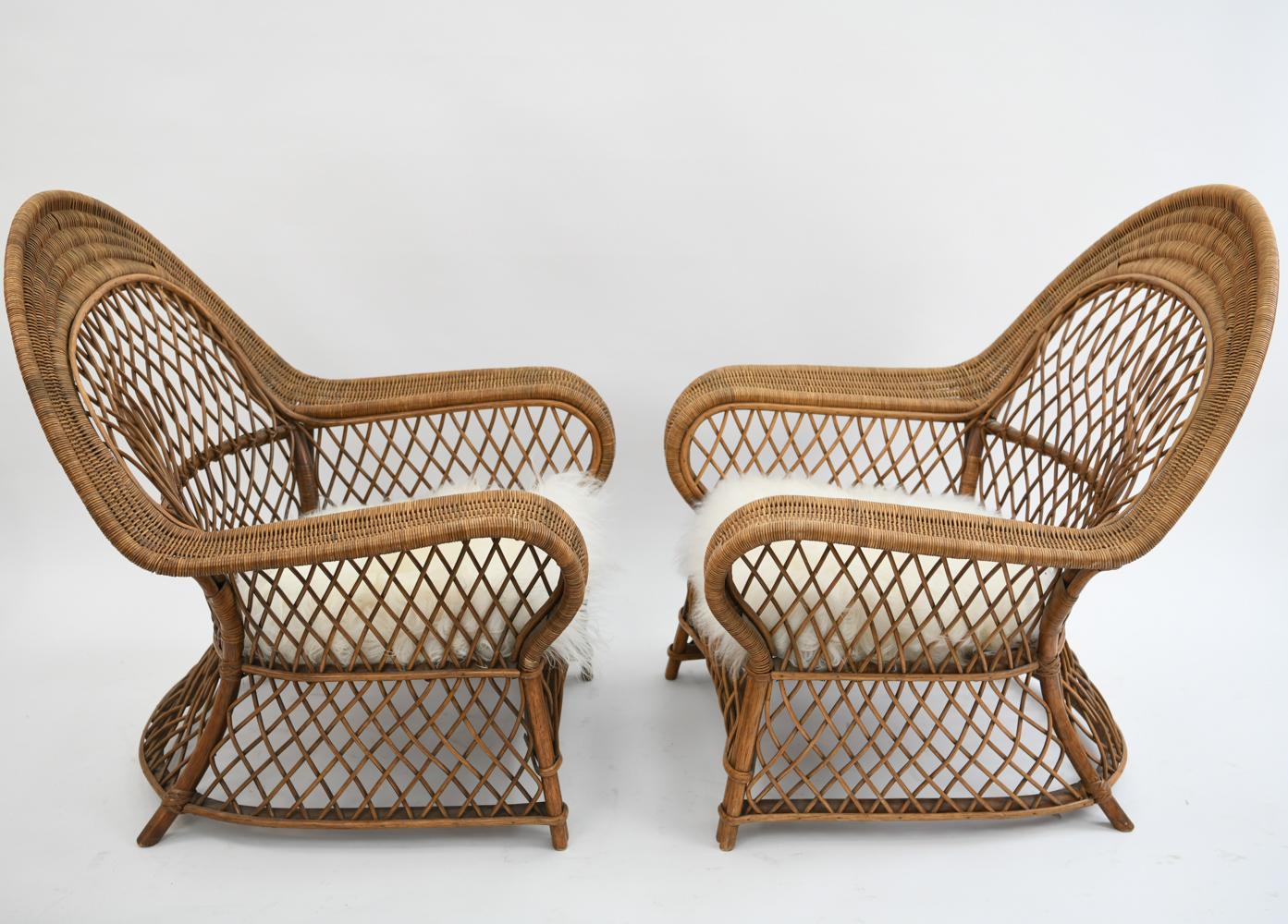Pair of Danish Rattan Chairs In Good Condition In Norwalk, CT