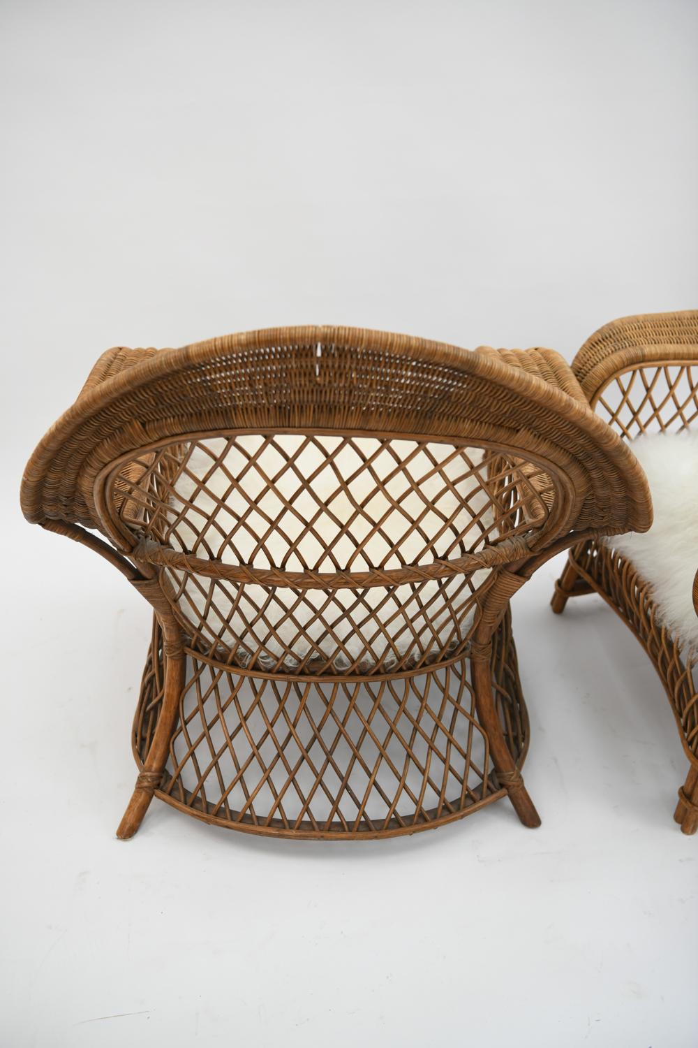 20th Century Pair of Danish Rattan Chairs