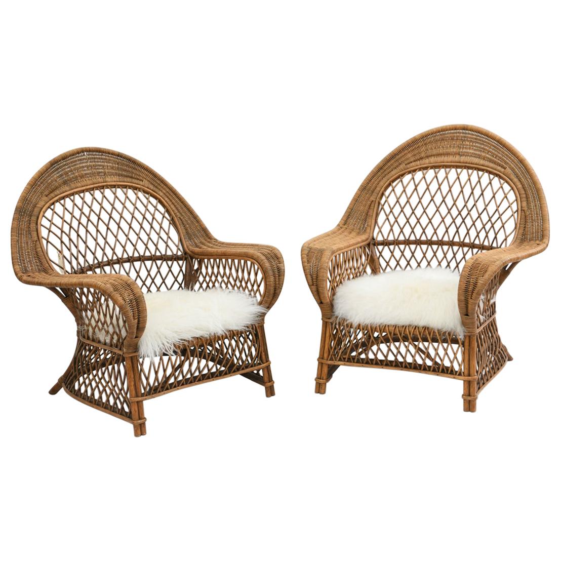 Pair of Danish Rattan Chairs