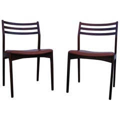 Pair of Danish Rosewood and Leather Side Chairs
