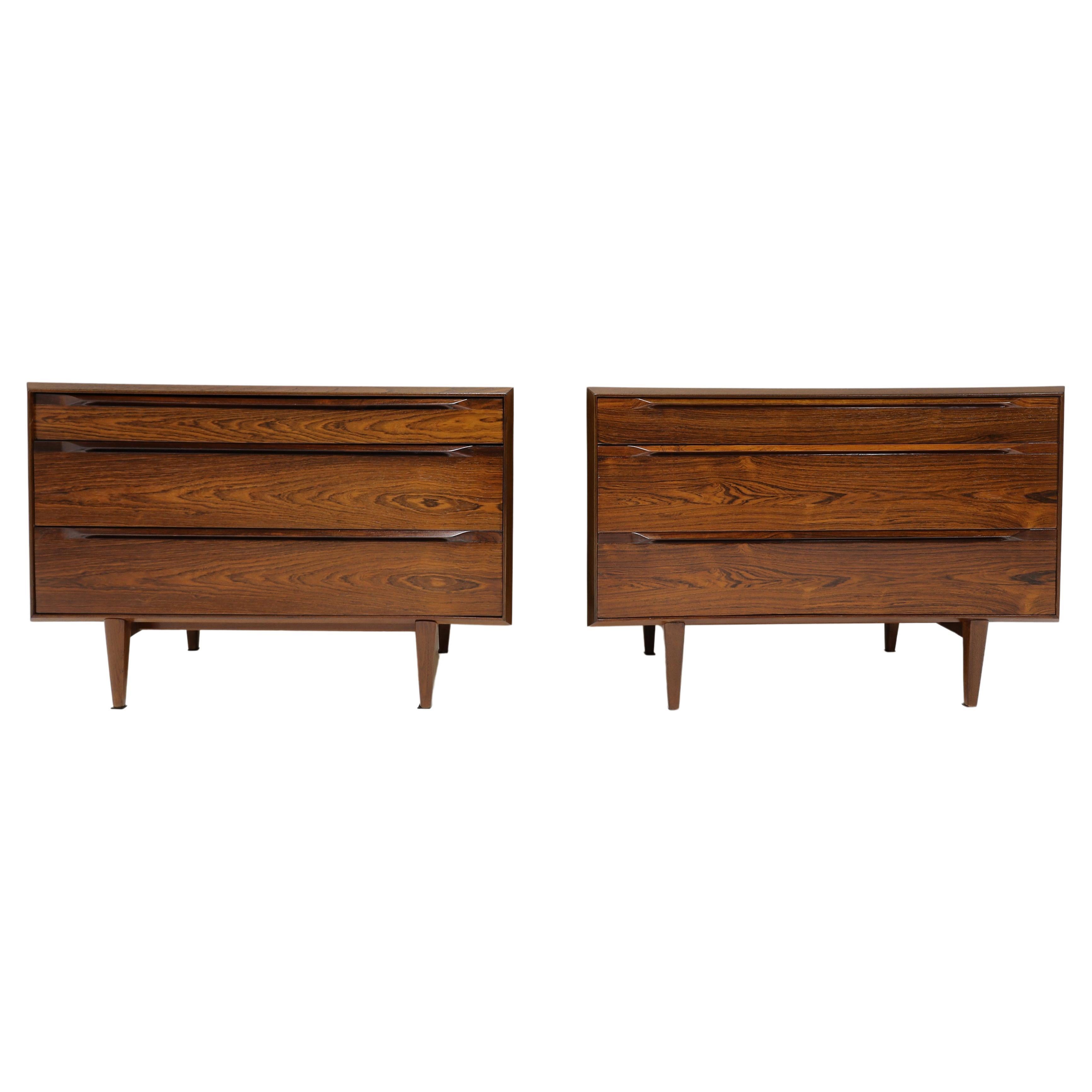 Pair of Danish Rosewood and Teak Chests/Nightstands For Sale