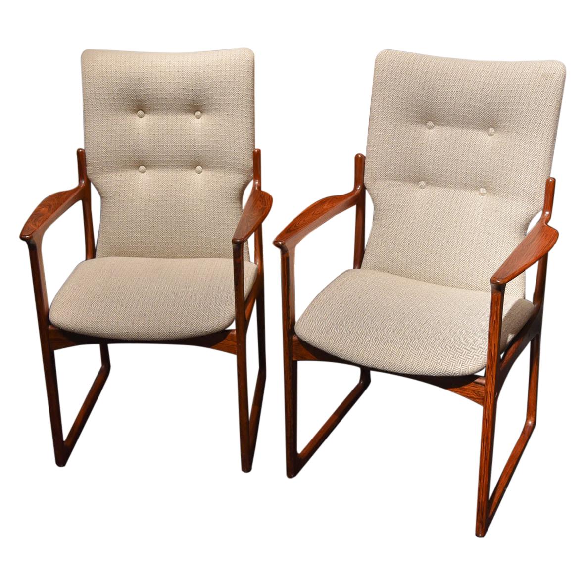 Pair of Danish Rosewood Chairs Attributed to Jacob Kjær