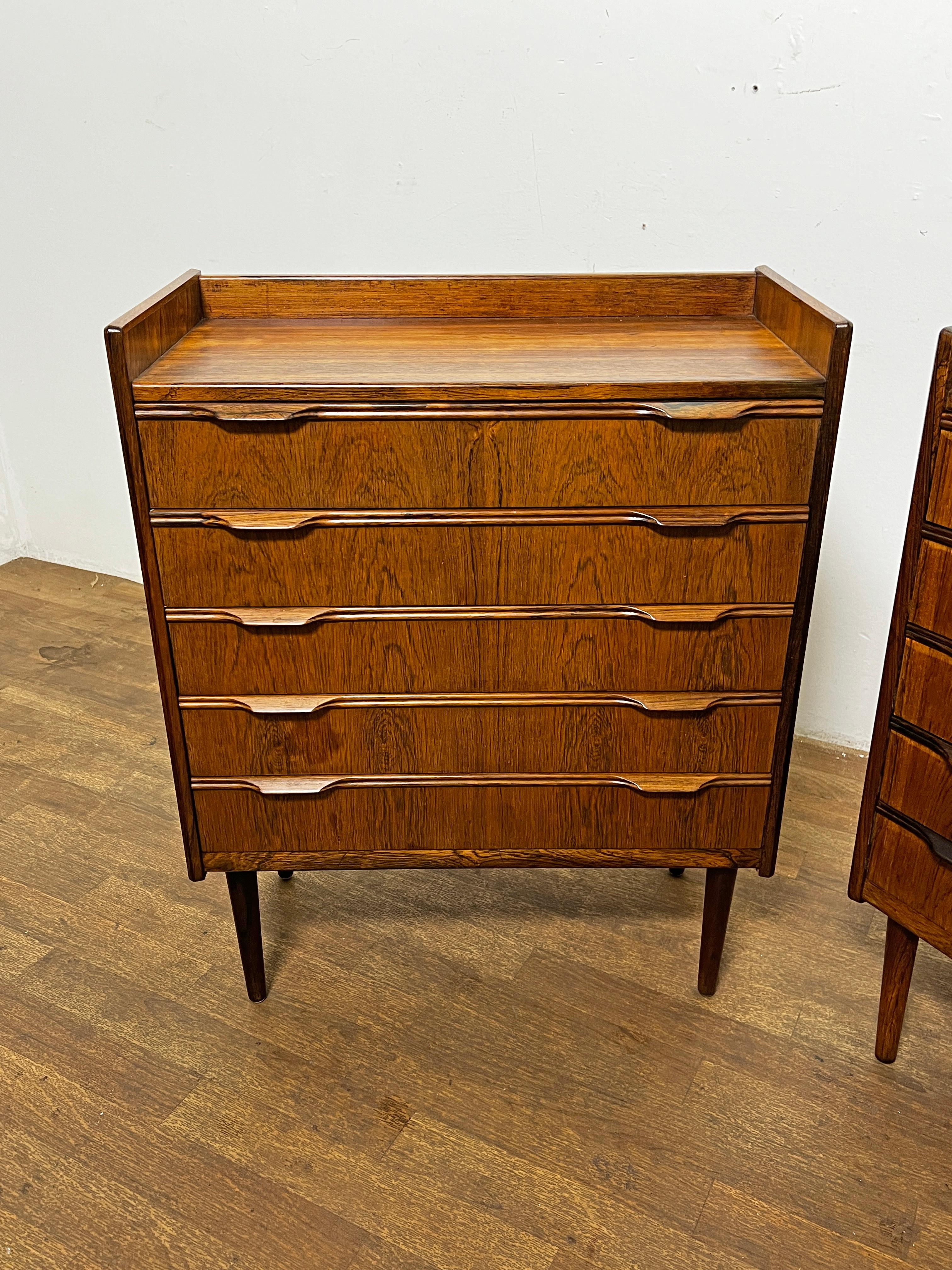 A pair of Danish rosewood chests by Henning Jorgensen for Fredericia, ca. 1960s.