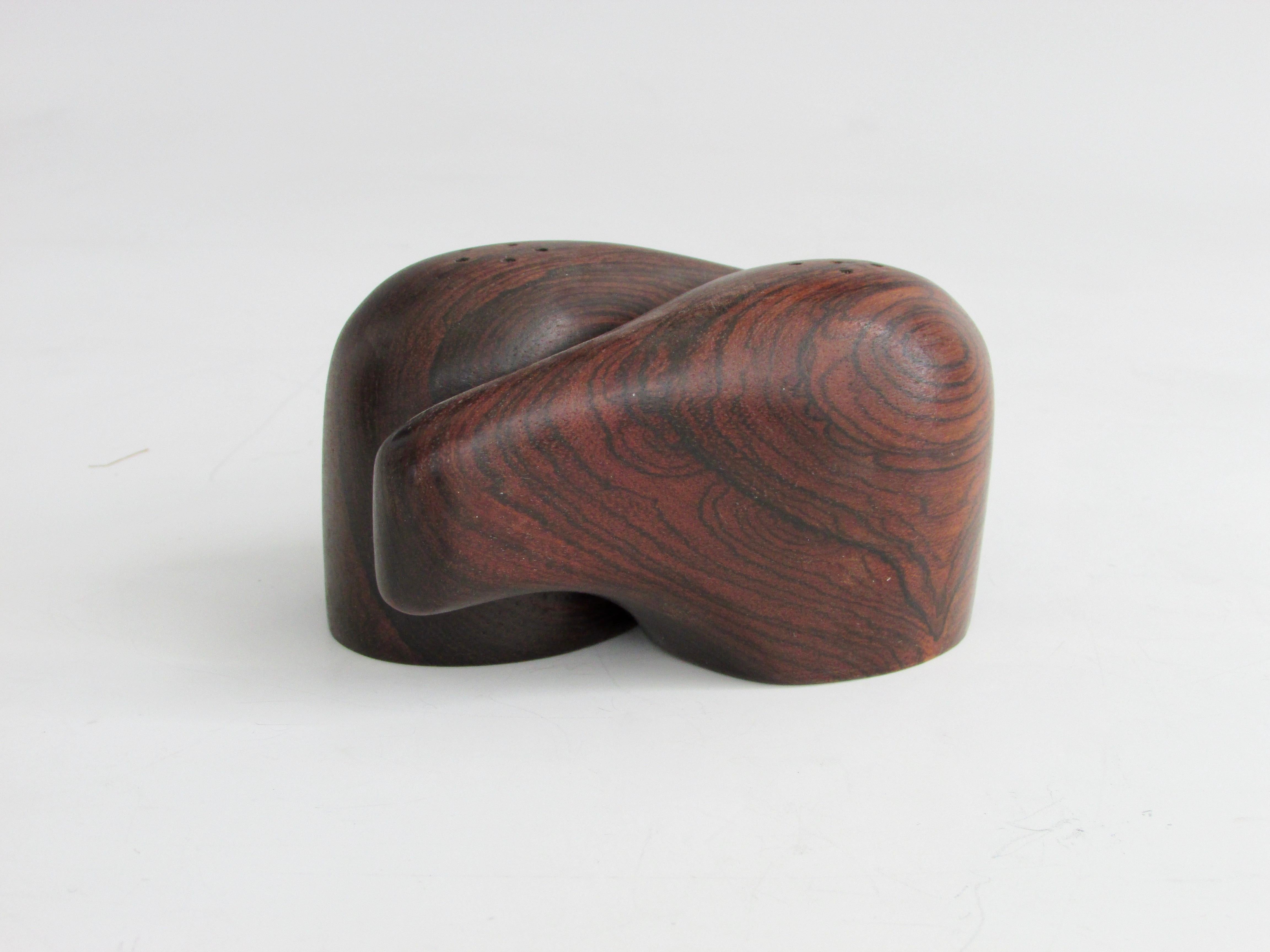 Hand-Crafted Pair of Danish Rosewood Modernist Salt Pepper Shakers For Sale