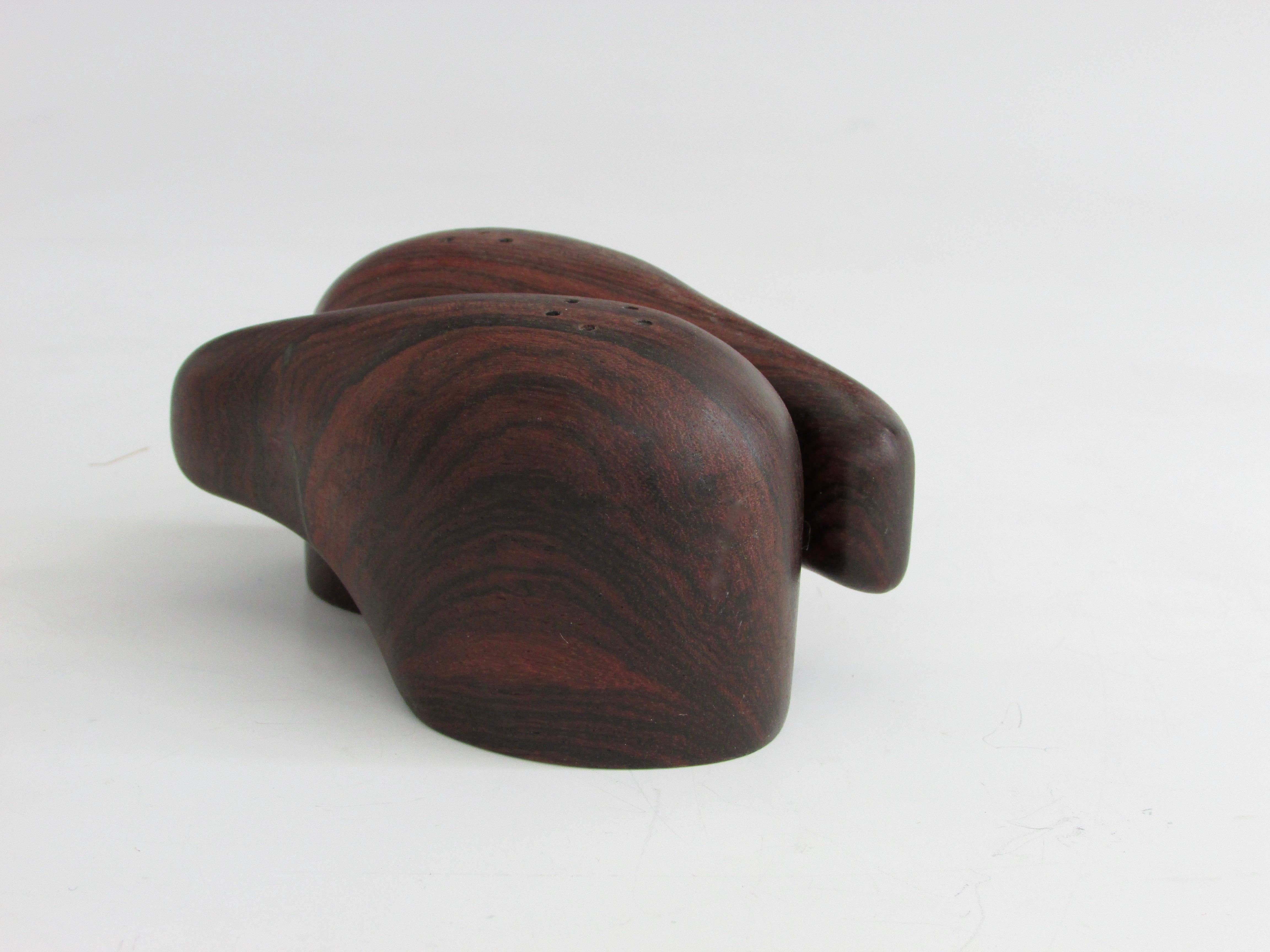 Pair of Danish Rosewood Modernist Salt Pepper Shakers In Good Condition For Sale In Ferndale, MI