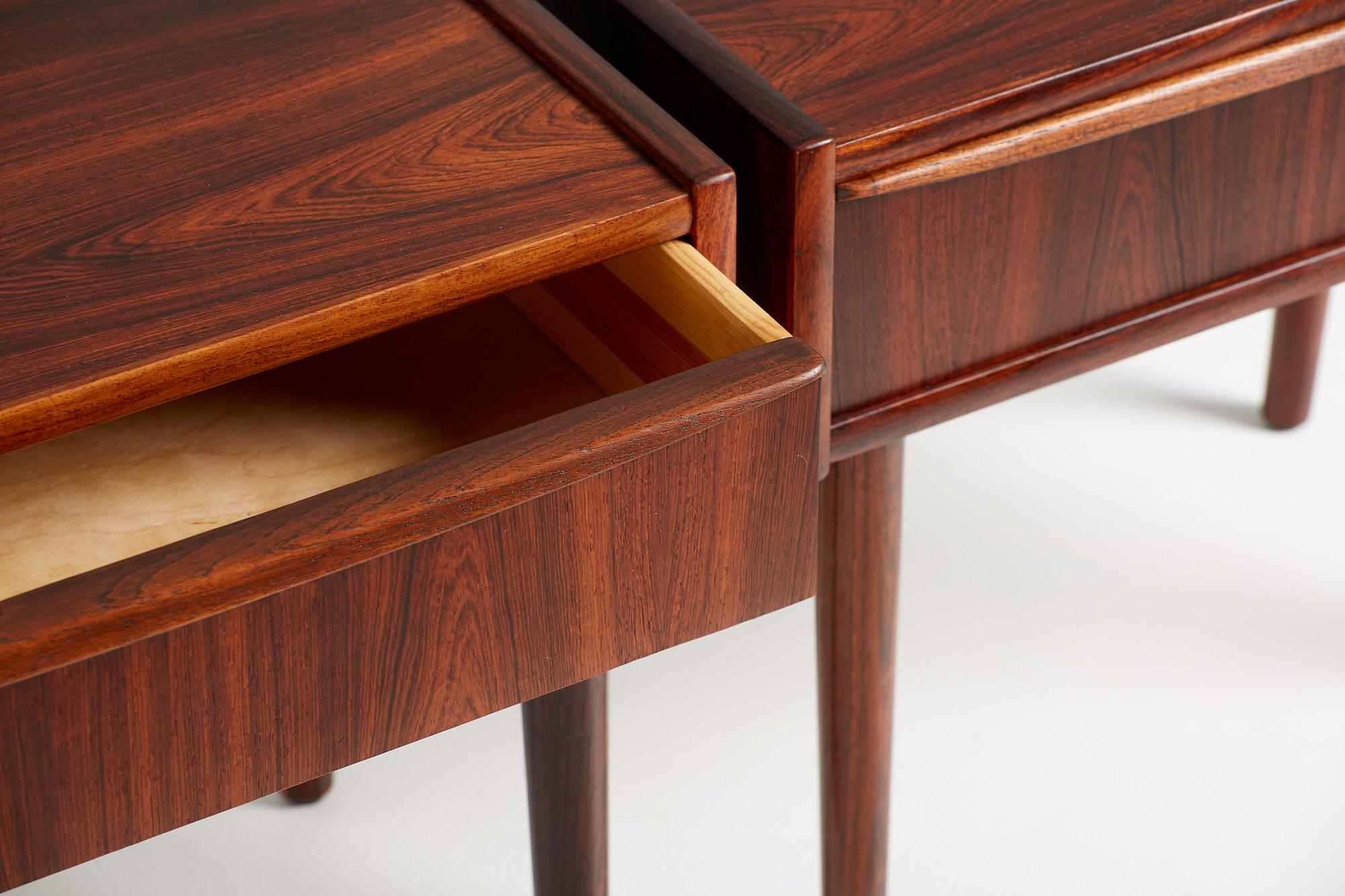 Mid-20th Century Pair of Danish Rosewood Nightstands, circa 1960 For Sale