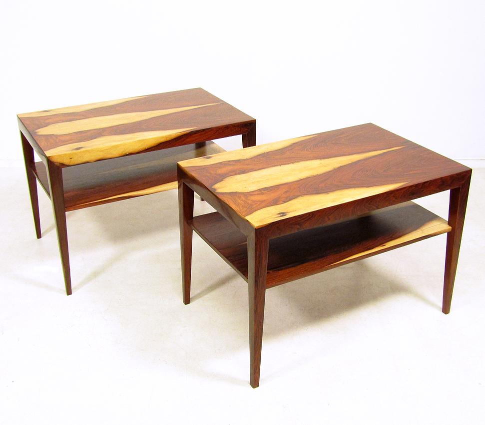 Mid-Century Modern Pair of Danish Rosewood Side Tables by Severin Hansen for Haslev