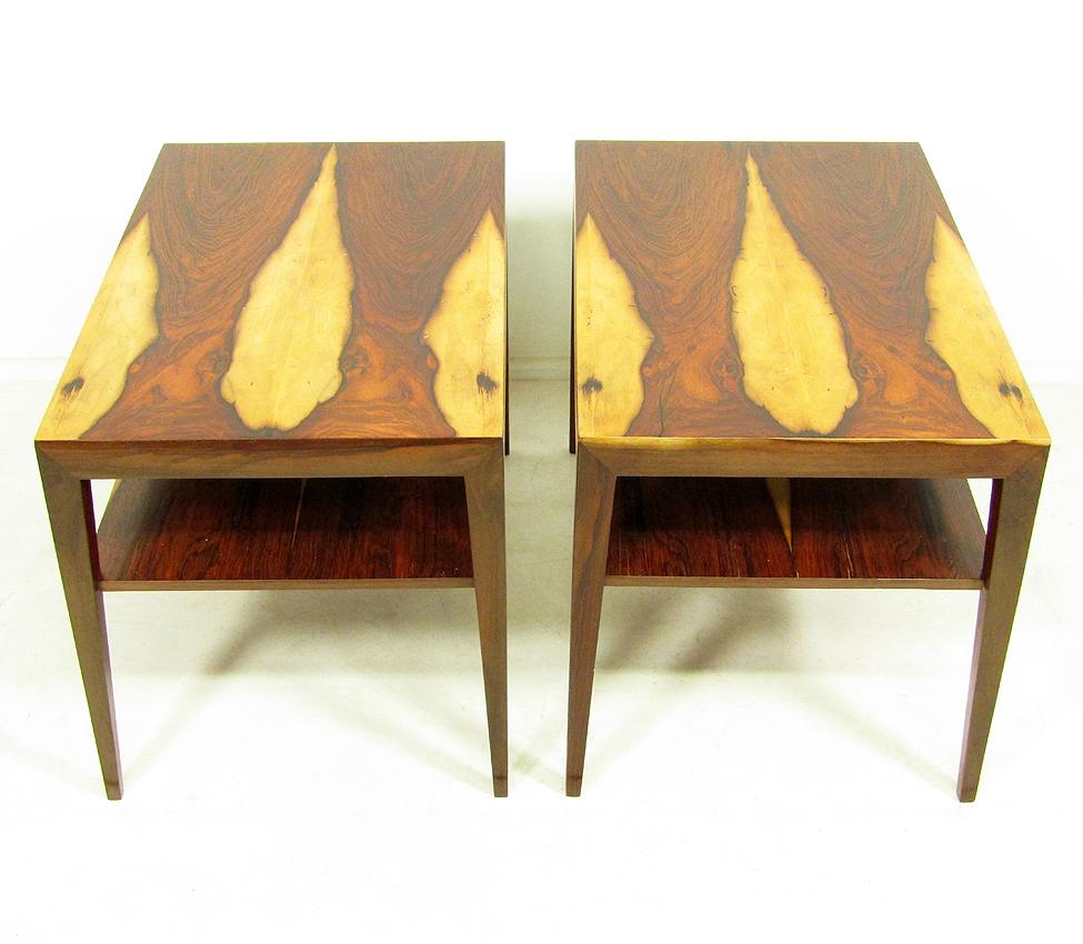 Mid-20th Century Pair of Danish Rosewood Side Tables by Severin Hansen for Haslev