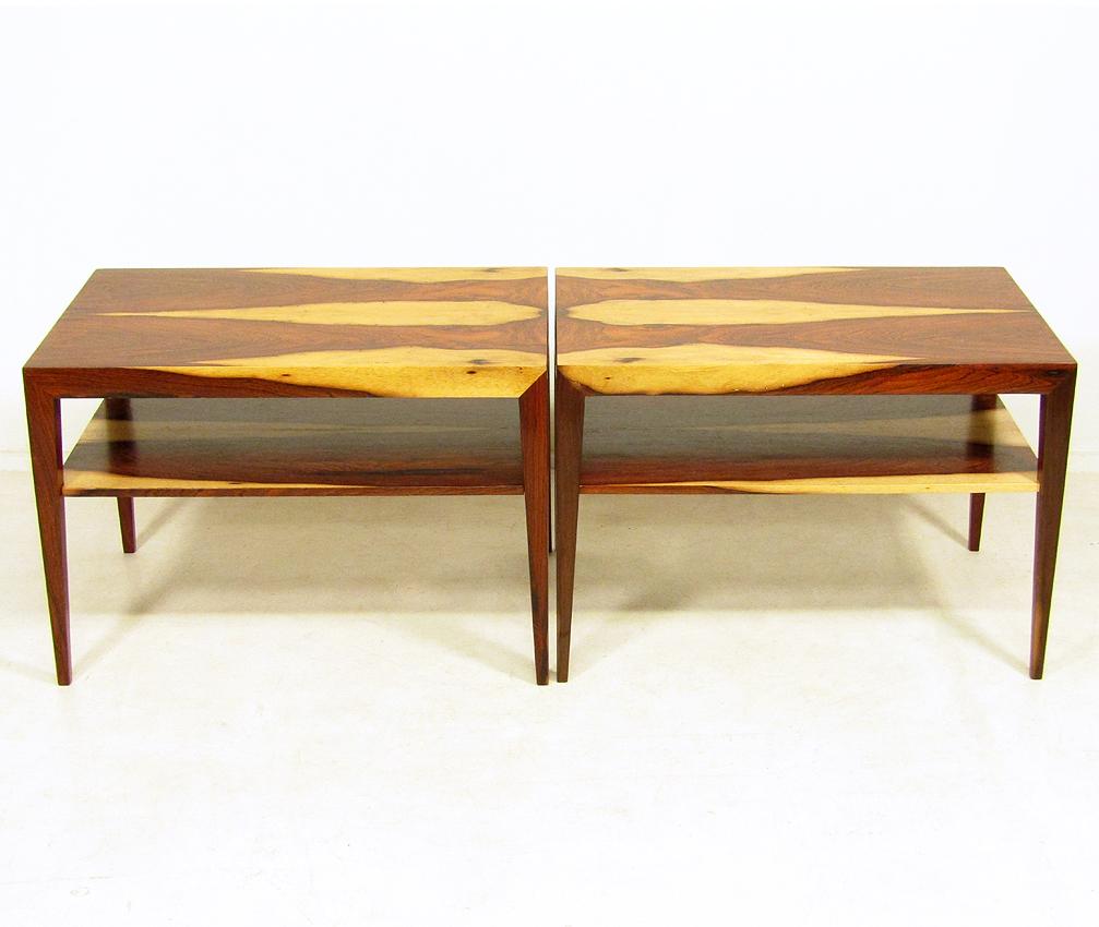 Pair of Danish Rosewood Side Tables by Severin Hansen for Haslev 1