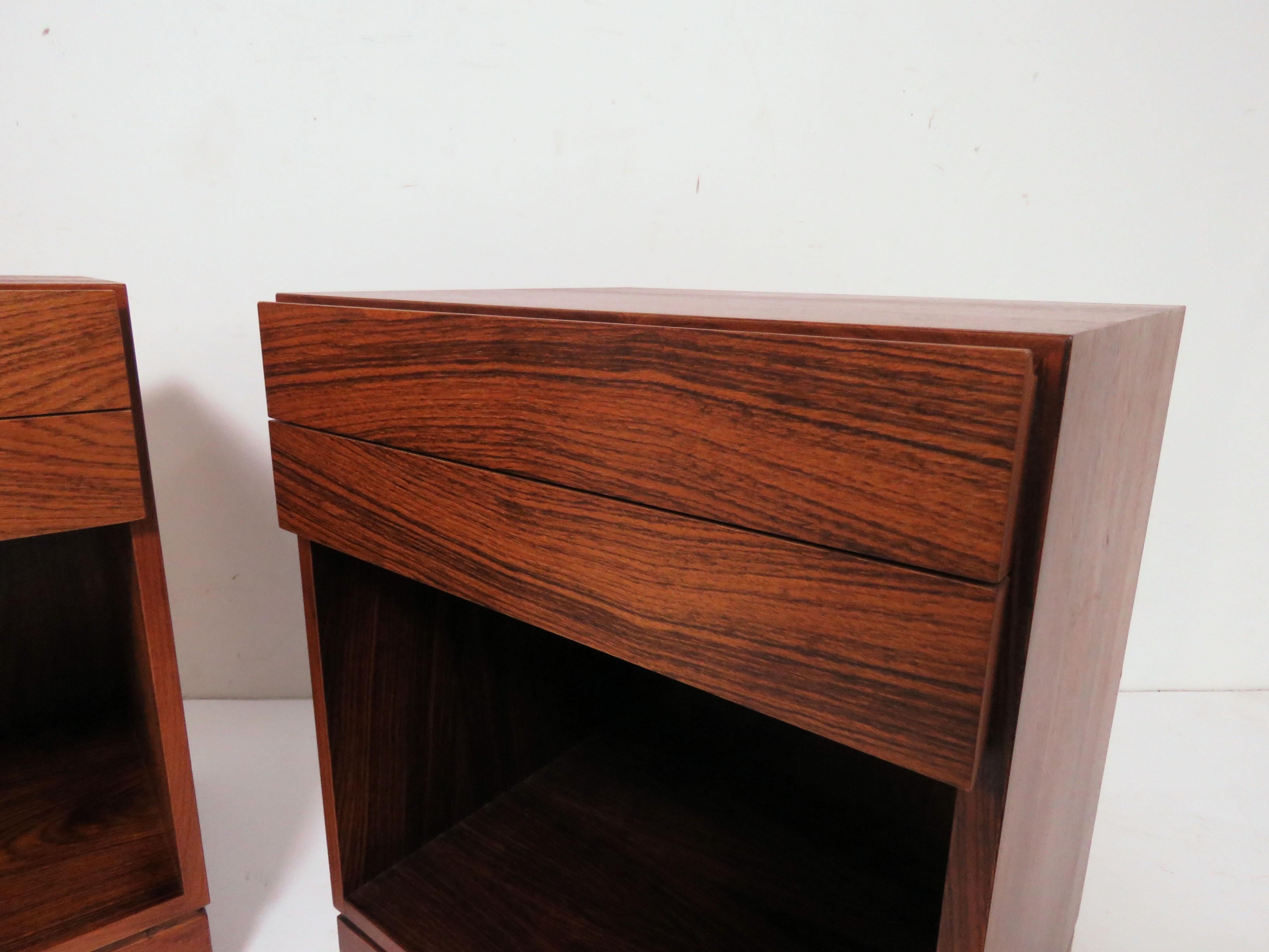 Late 20th Century Pair of Danish Rosewood Two-Drawer Nightstands by Arne Iversen Wahl for Vinde