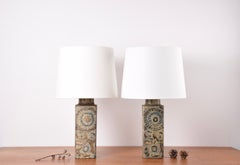 Pareja de lámparas de sobremesa danesas Royal Copenhagen Baca Marrón de Nils Thorsson Años 70