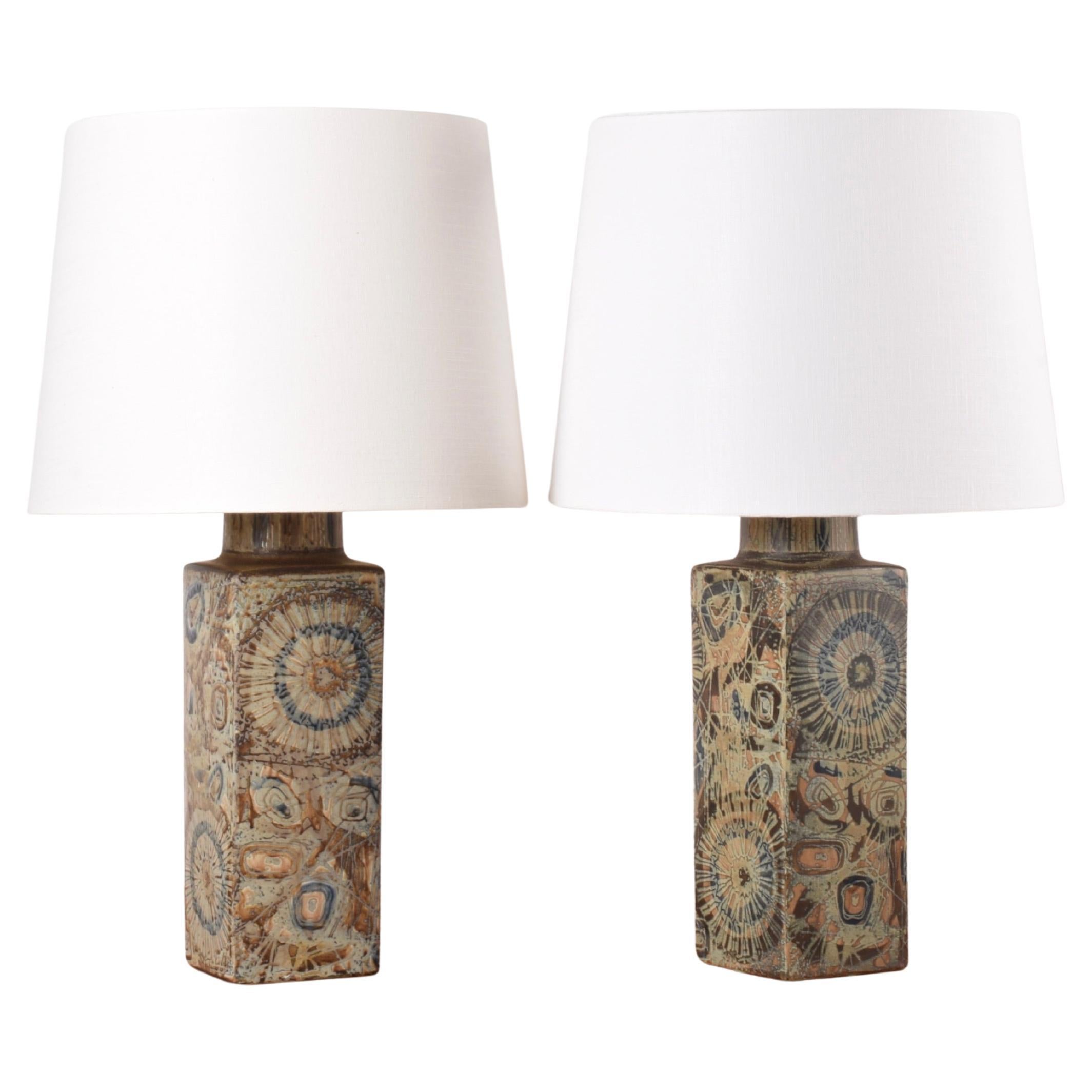Ein Paar dänische Royal Copenhagen Baca Tischlampen Braun von Nils Thorsson 1970s im Angebot