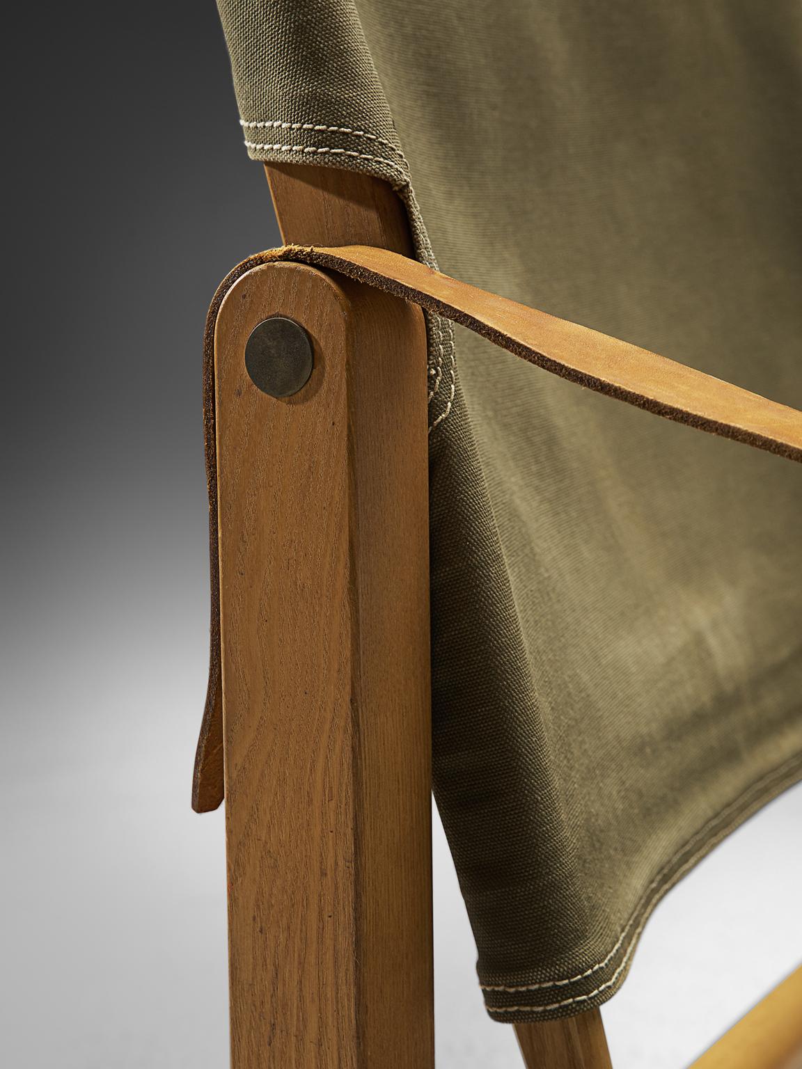 Leather Pair of Danish Safari Chairs