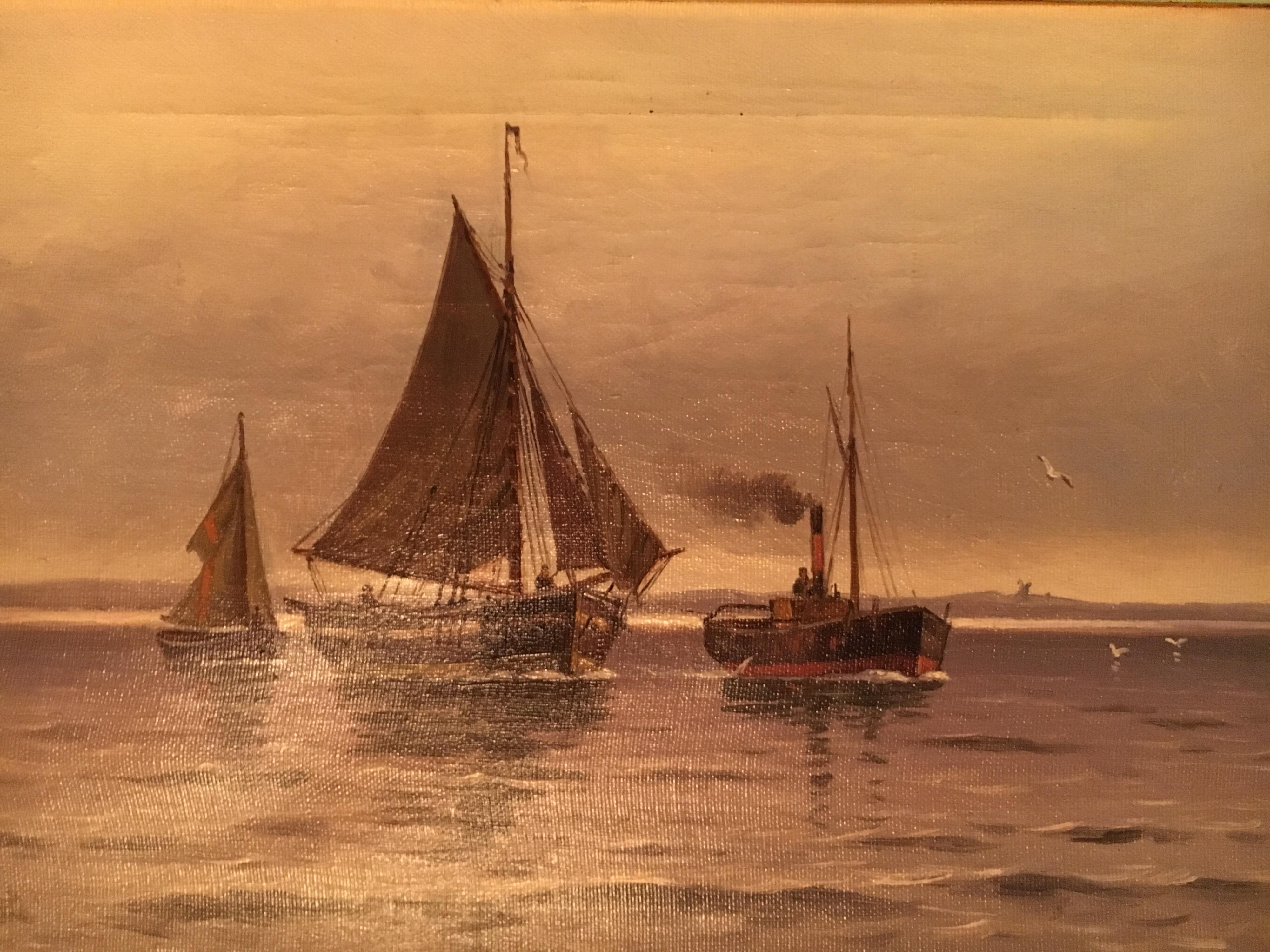 Pair of Danish Seascape Paintings In Good Condition In Garrison, NY