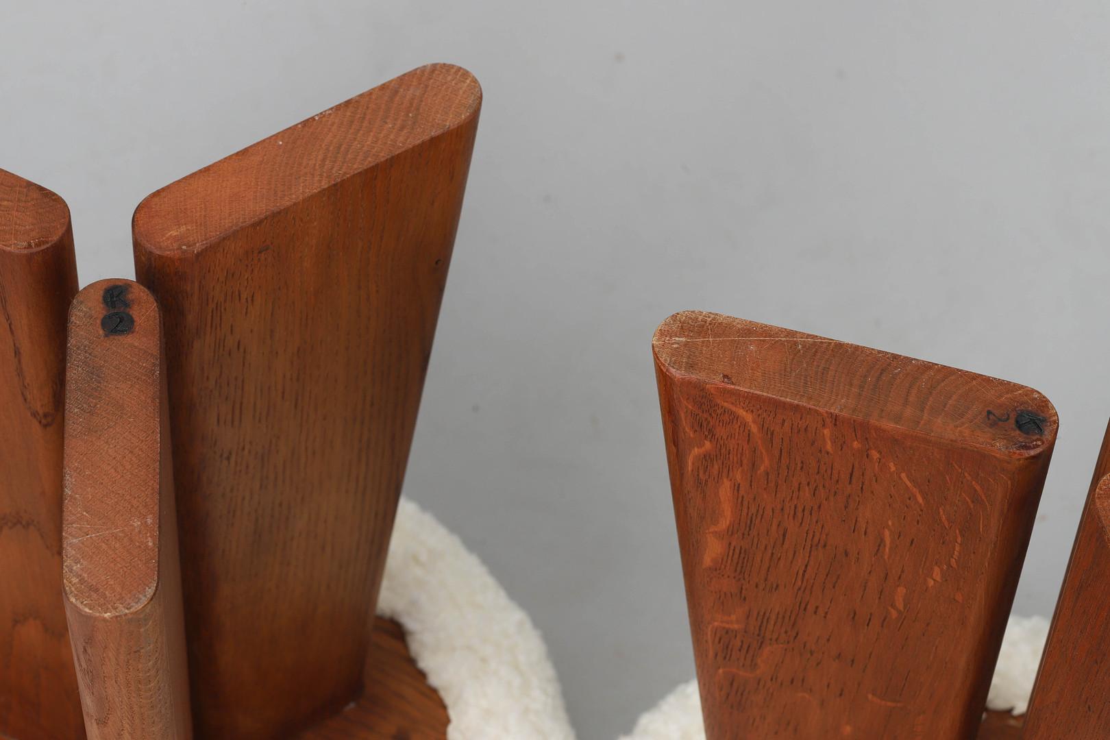 Pair of Danish Sheepskin Stools For Sale 1