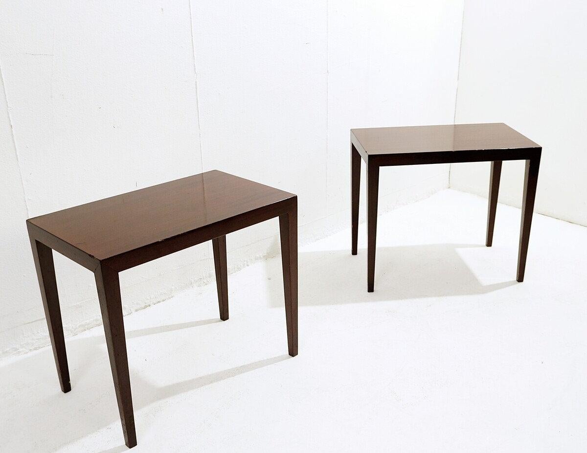 Wood Pair of Danish Side Tables by Severin Hansen for Haslev Furniture - 1960s For Sale