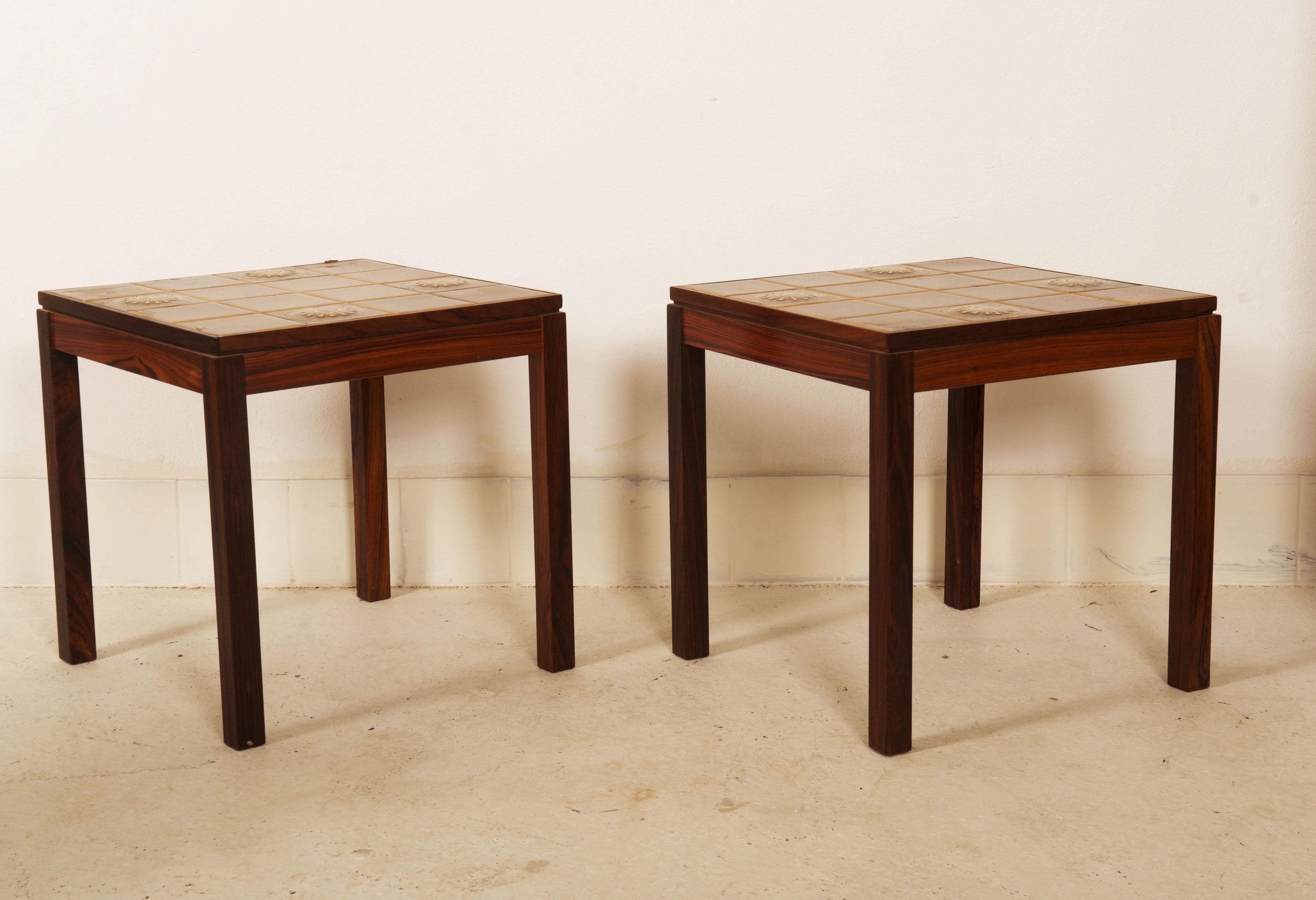 Pair of Danish Side Tables with Tiles For Sale 4