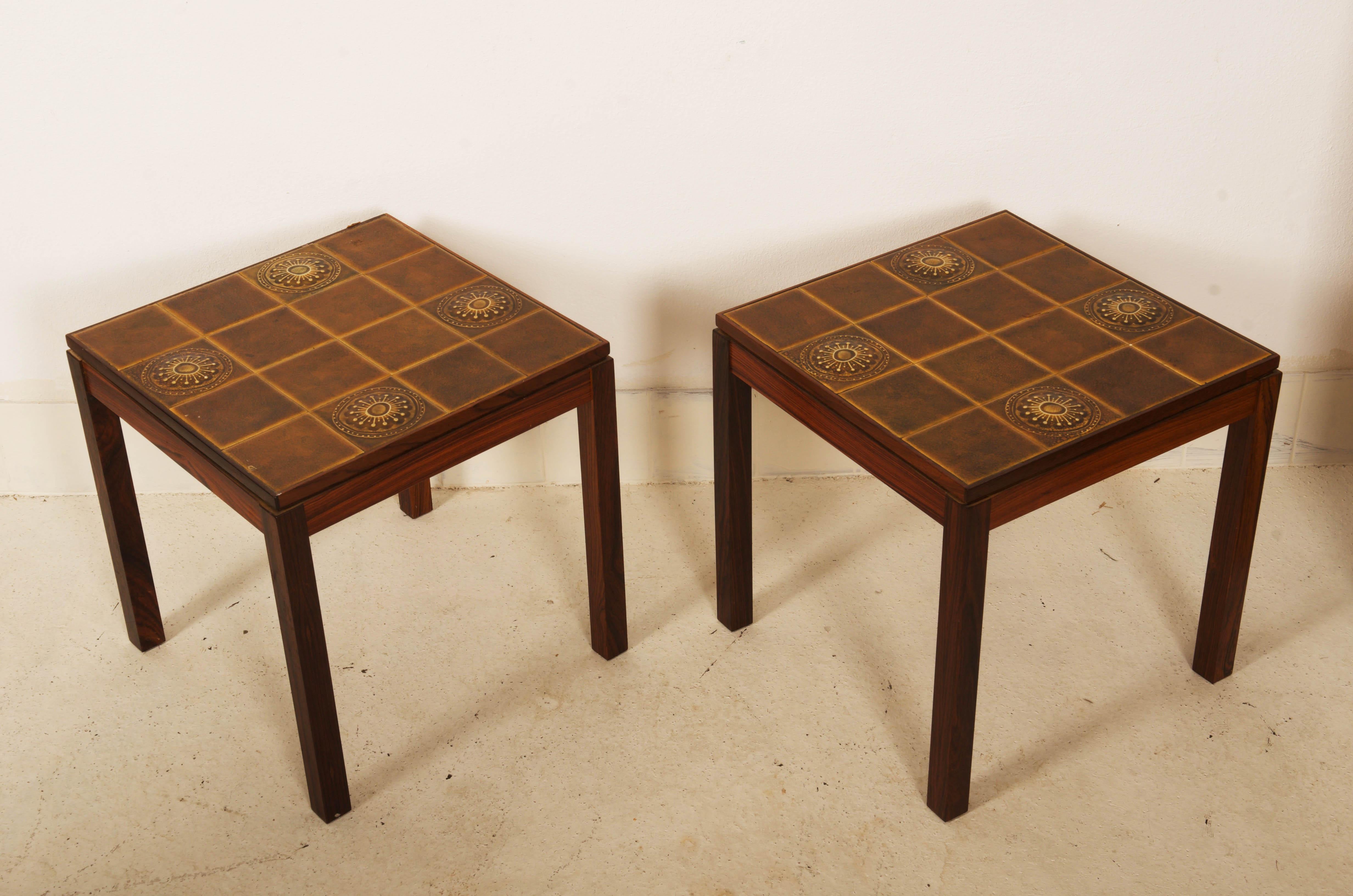 Pair of Danish Side Tables with Tiles For Sale 5