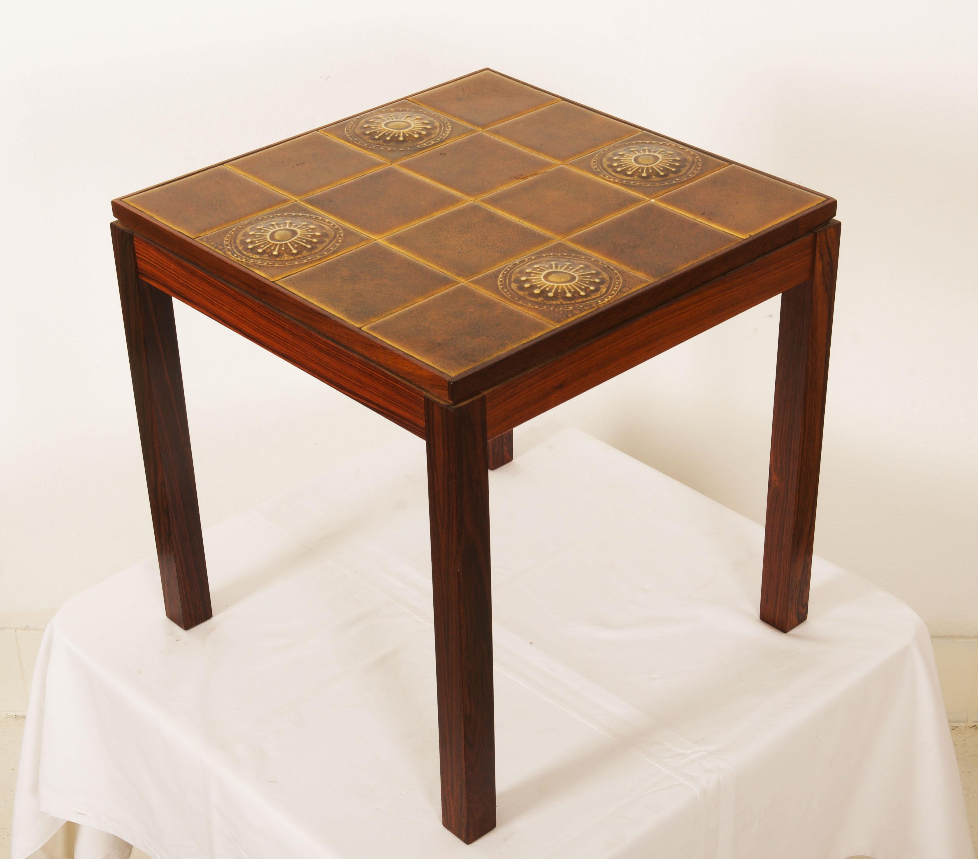 Ceramic Pair of Danish Side Tables with Tiles For Sale