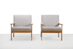 Pair of Danish Soaped Oak Capella Lounge Chairs by Illum Wikkelsø, Set of Two